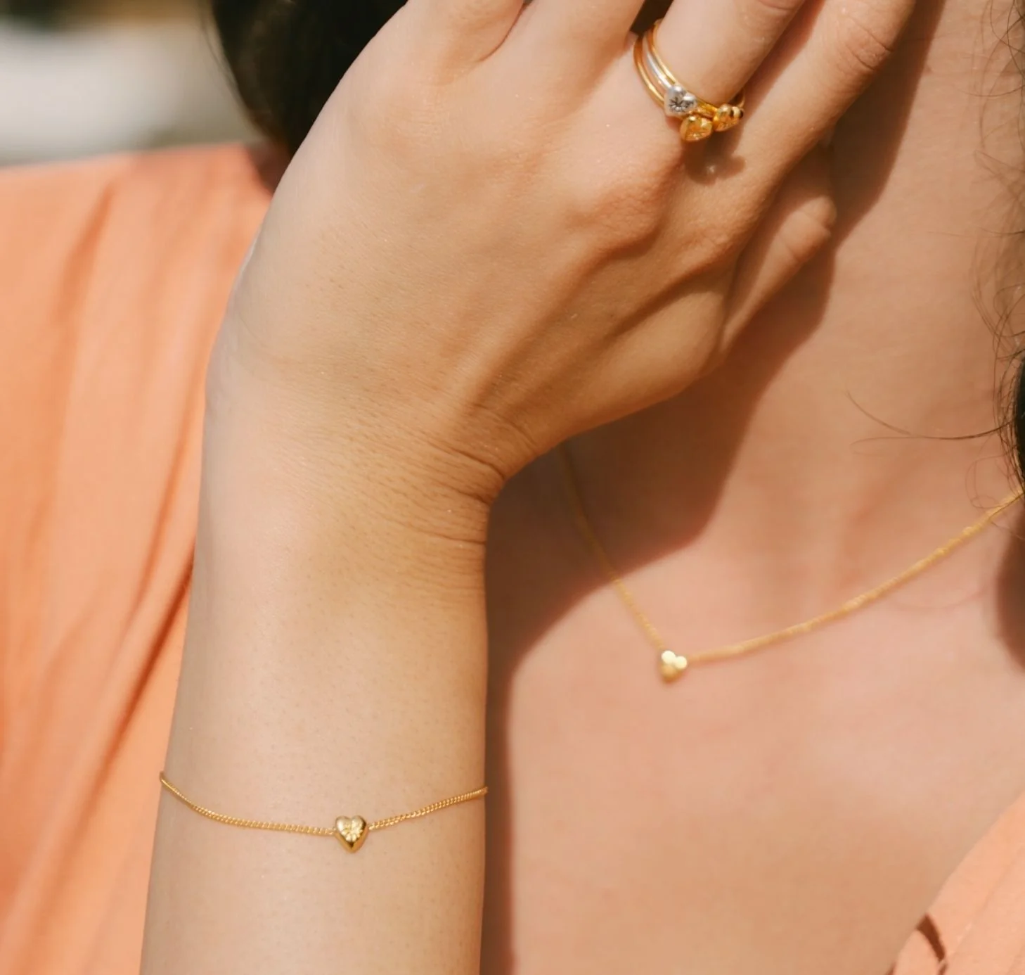 Mini Heart 'Love Puff' Bracelet - Gold - Image 3