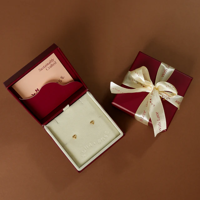Mini Heart 'Love Puff' Stud Earrings - Gold - Image 6