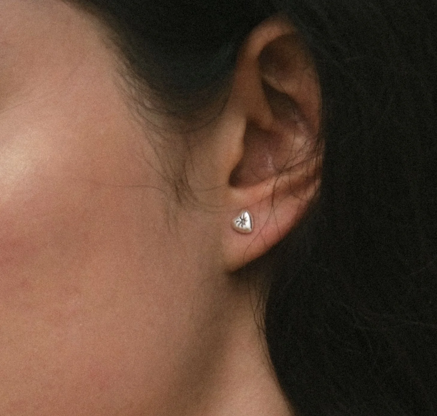 Mini Heart 'Love Puff' Stud Earrings - Silver - Image 2
