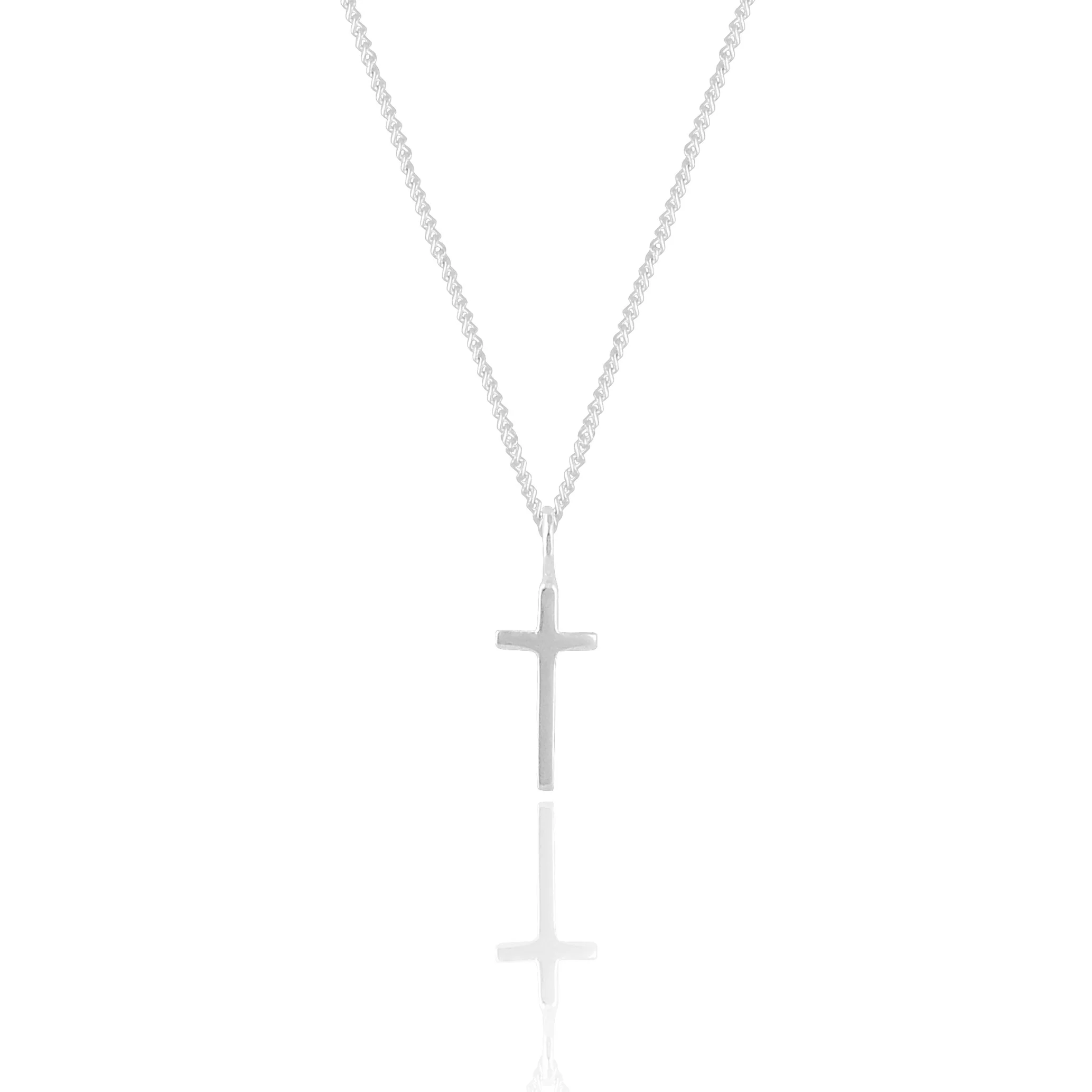 Mini Madonna Cross Charm Necklace - Silver