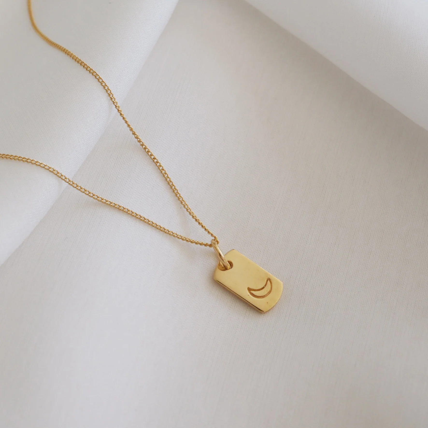 Mini Moon Rectangle Charm - Gold - Image 2