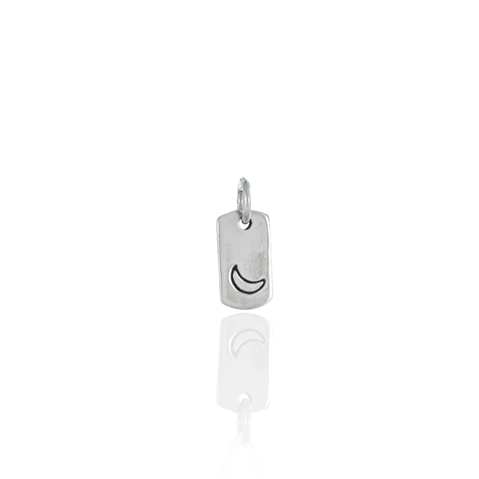 Mini Moon Rectangle Charm - Silver