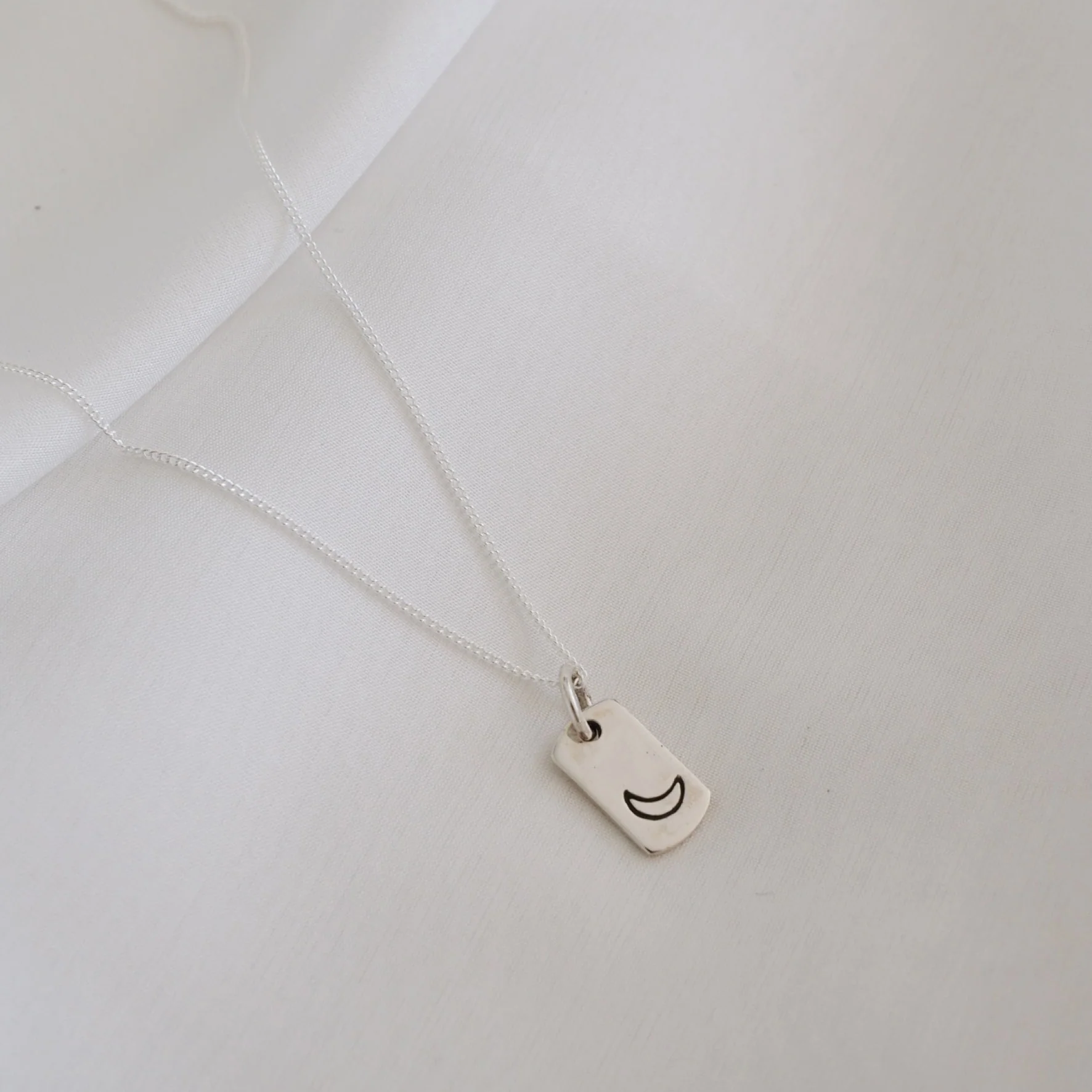 Mini Moon Rectangle Charm - Silver - Image 2