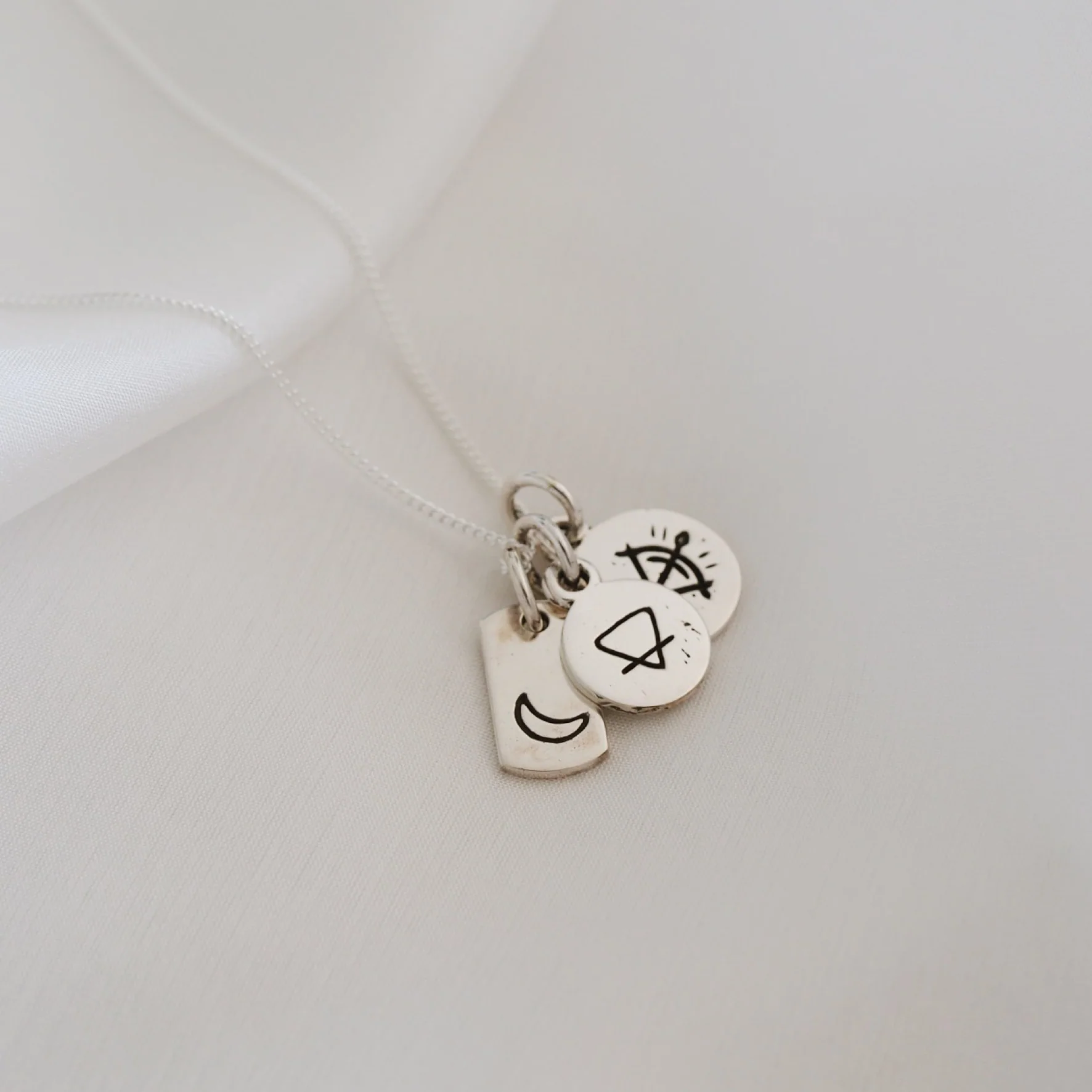 Mini Moon Rectangle Charm - Silver - Image 3