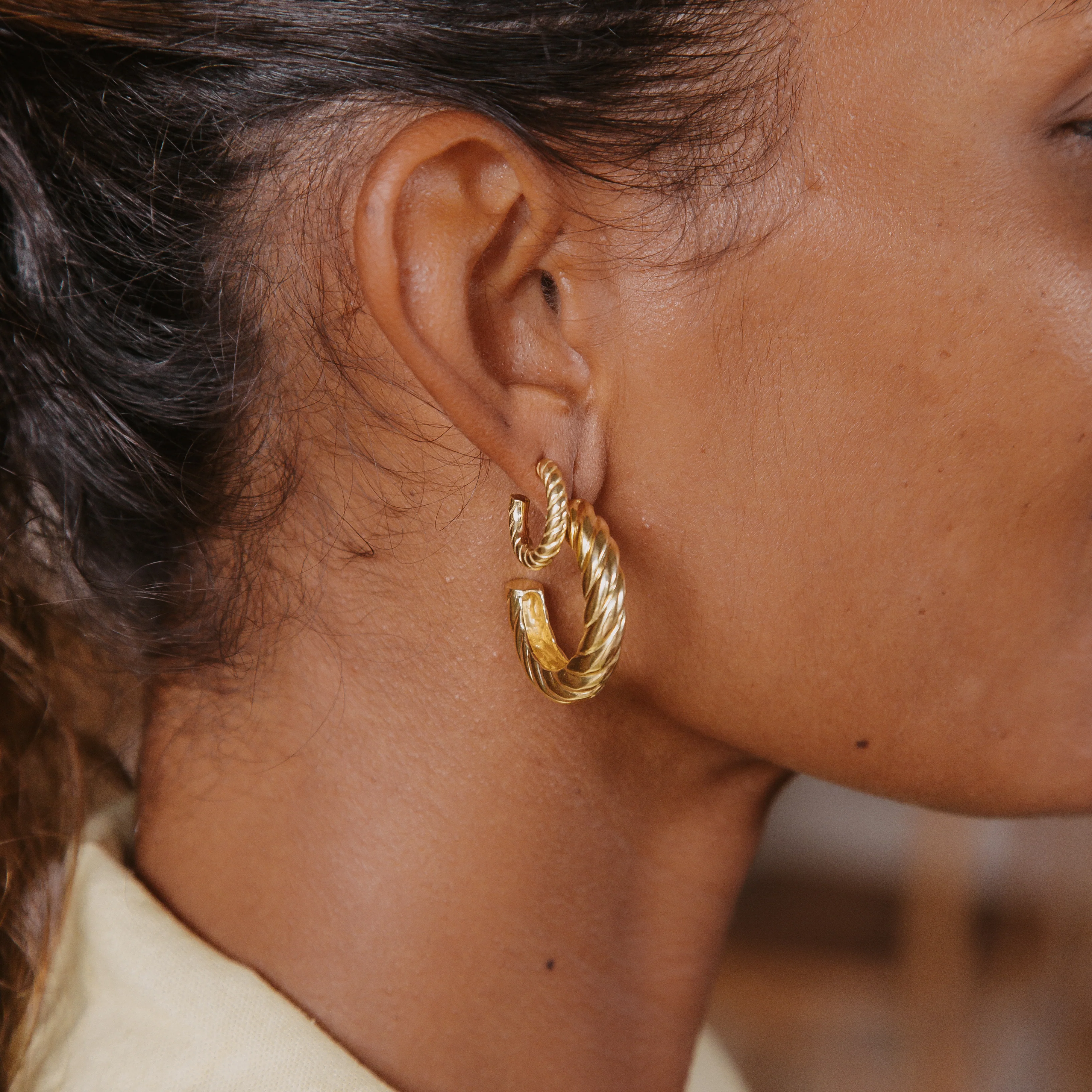 Mini Positano Hoops - Gold - Image 4
