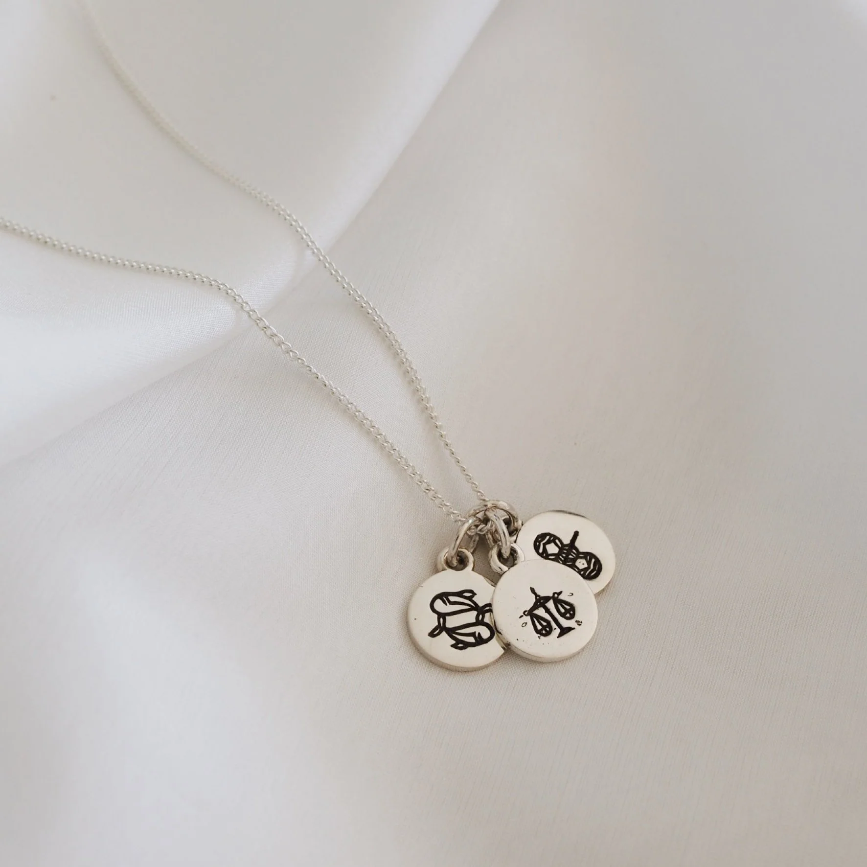 Libra Mini Zodiac Necklace - Silver - Image 3