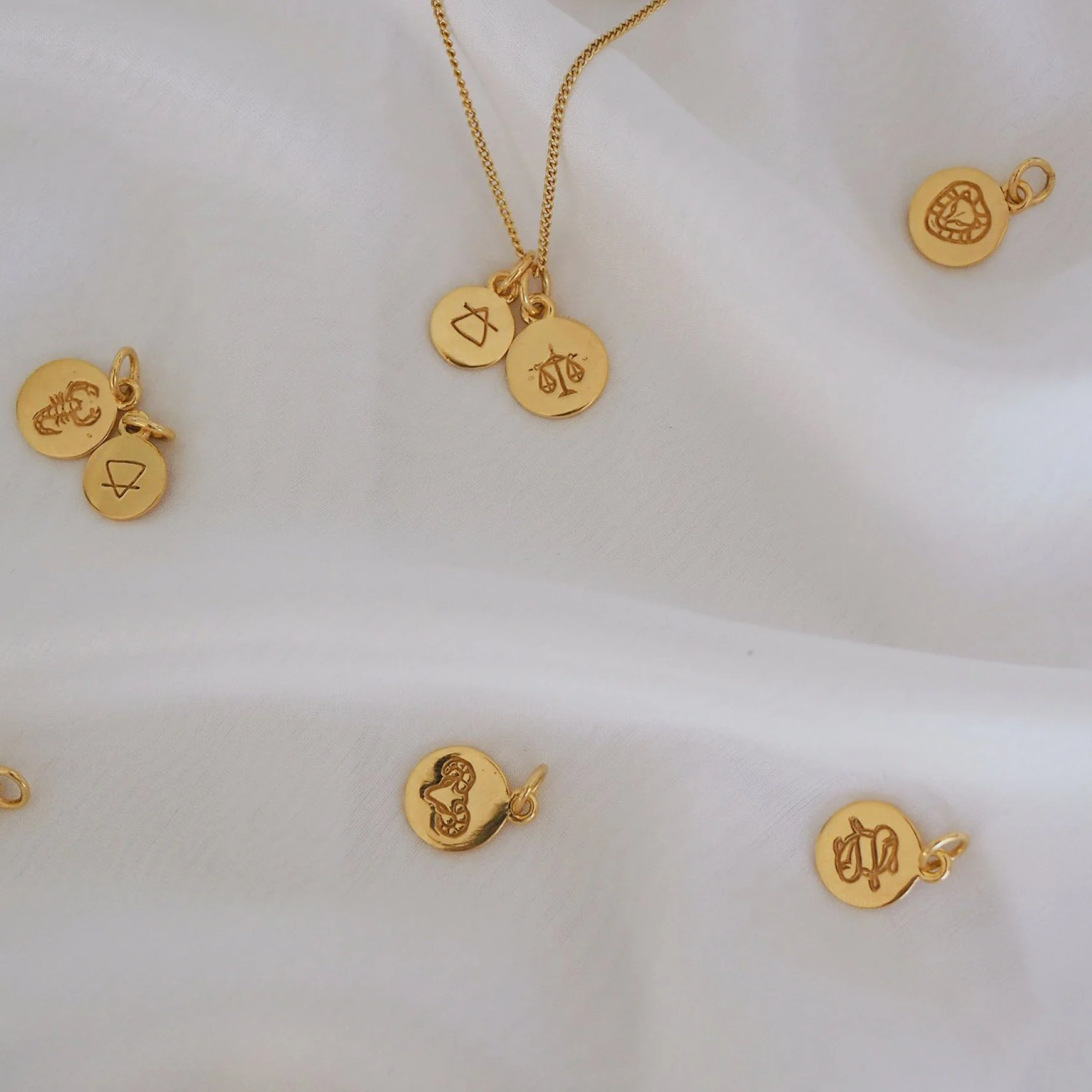 Pisces Mini Zodiac Necklace - Gold - Image 3