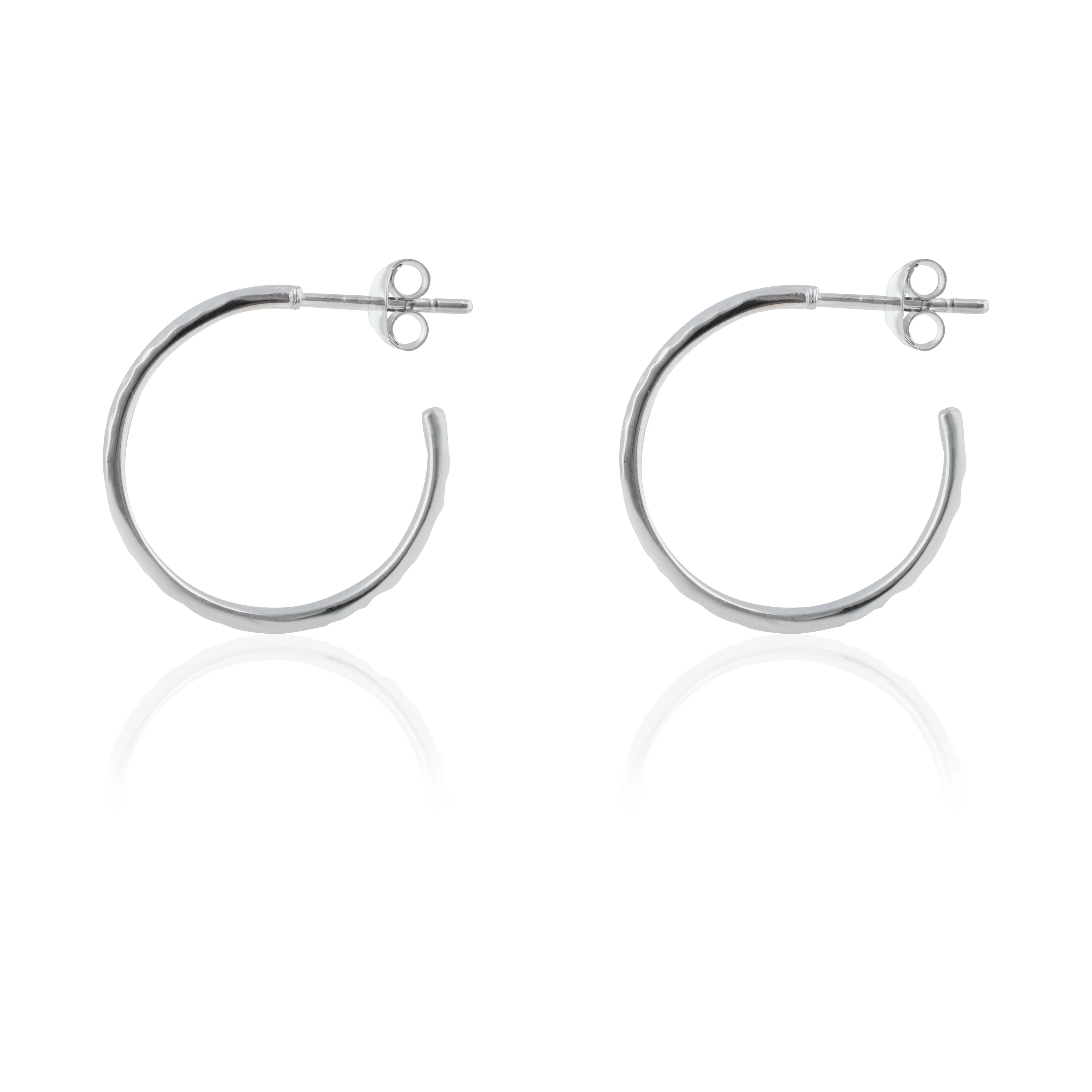 MOMA Hammered Hoops 20mm - Silver - Image 4