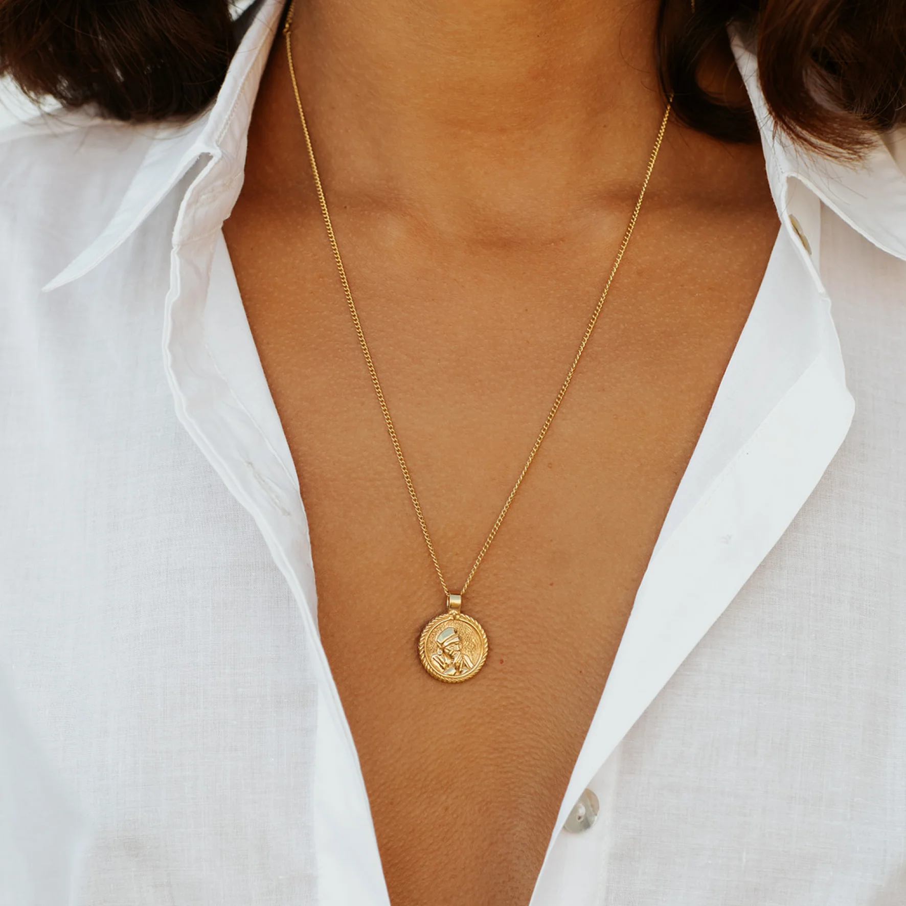 Mother Teresa Pendant for Devotion Necklace - Gold - Image 2