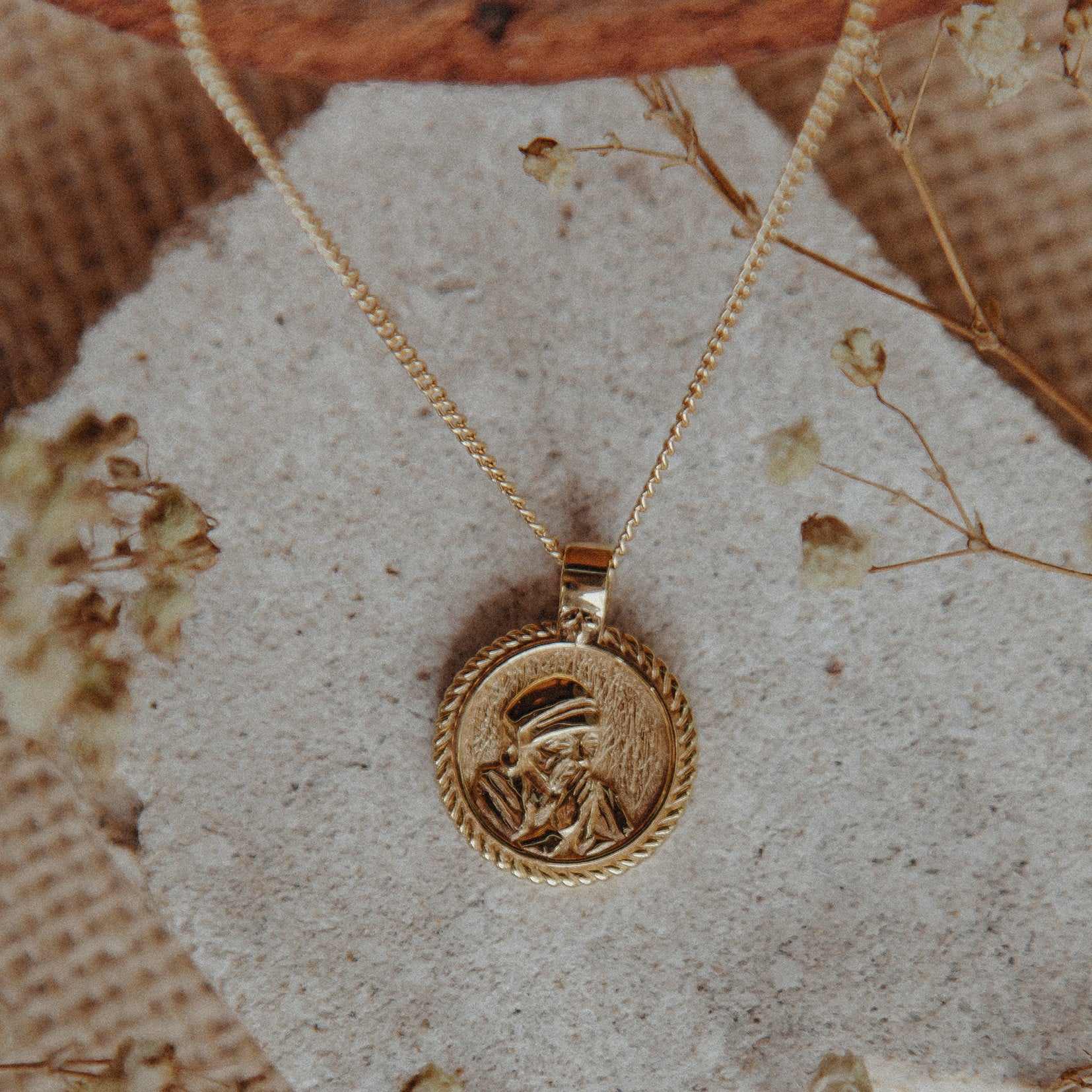 Mother Teresa Pendant for Devotion Necklace - Gold - Image 3