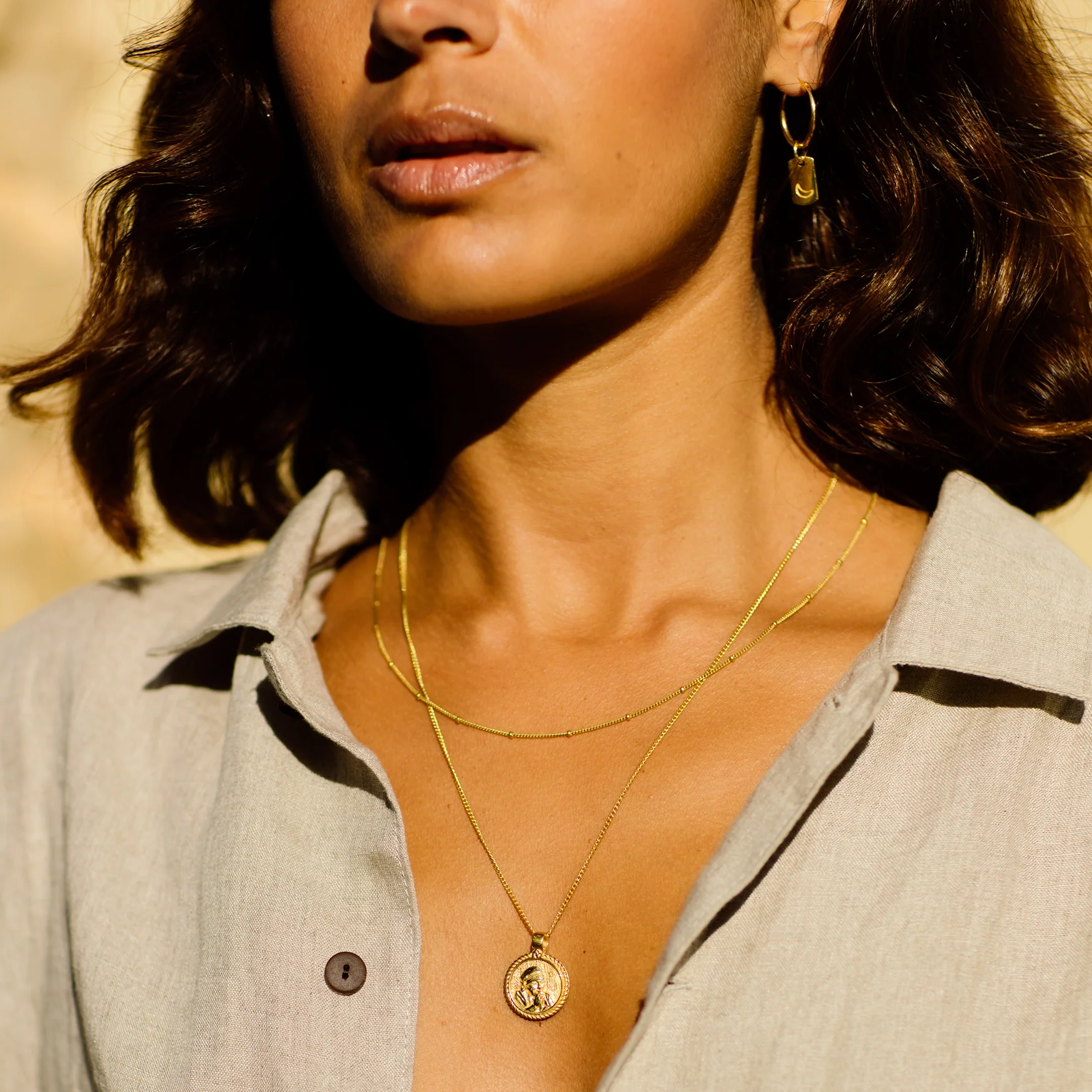 Mother Teresa Pendant for Devotion Necklace - Gold - Image 5