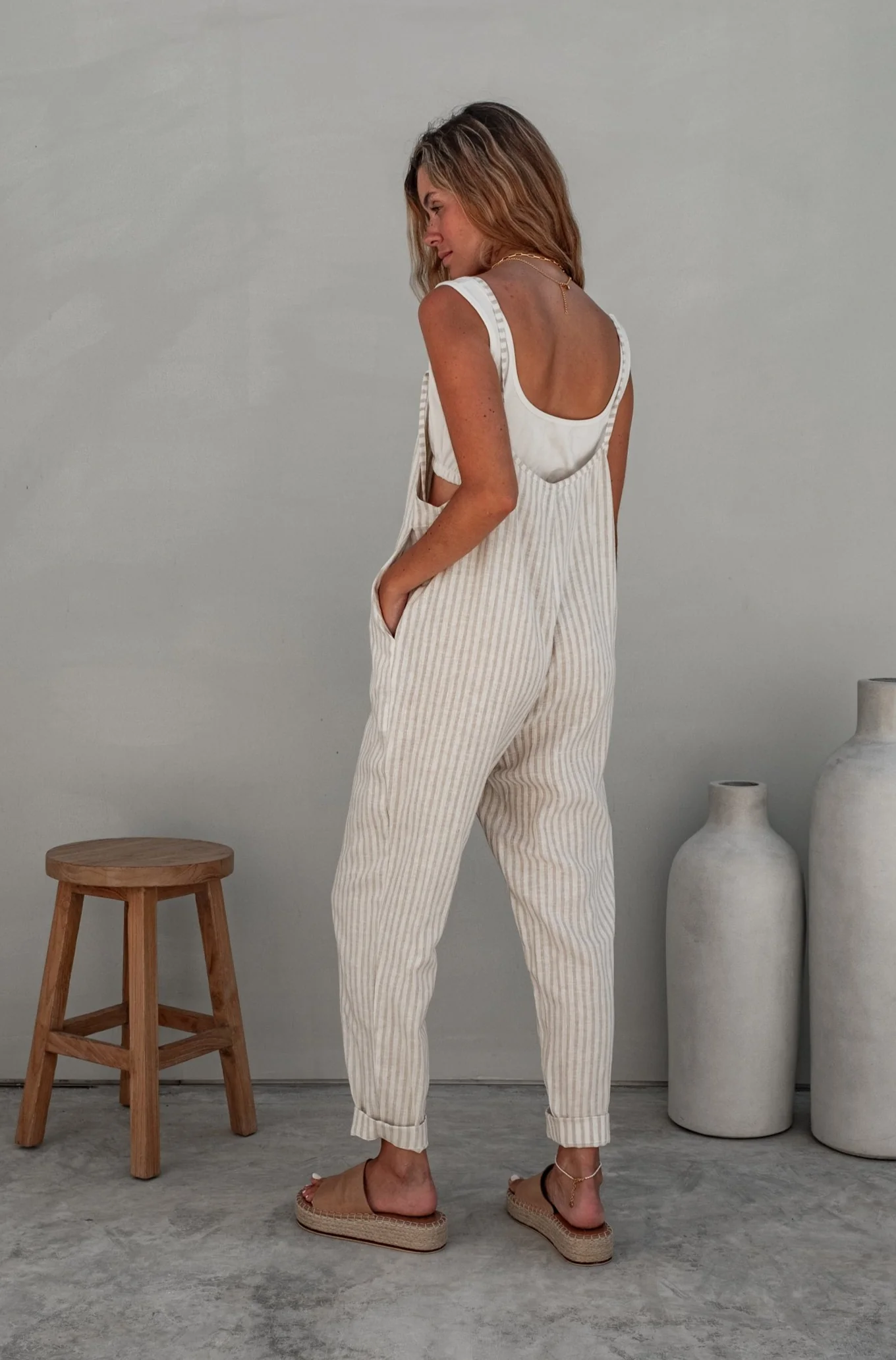 Ollie Overalls - Natural Sand Dune Stripe - Image 3