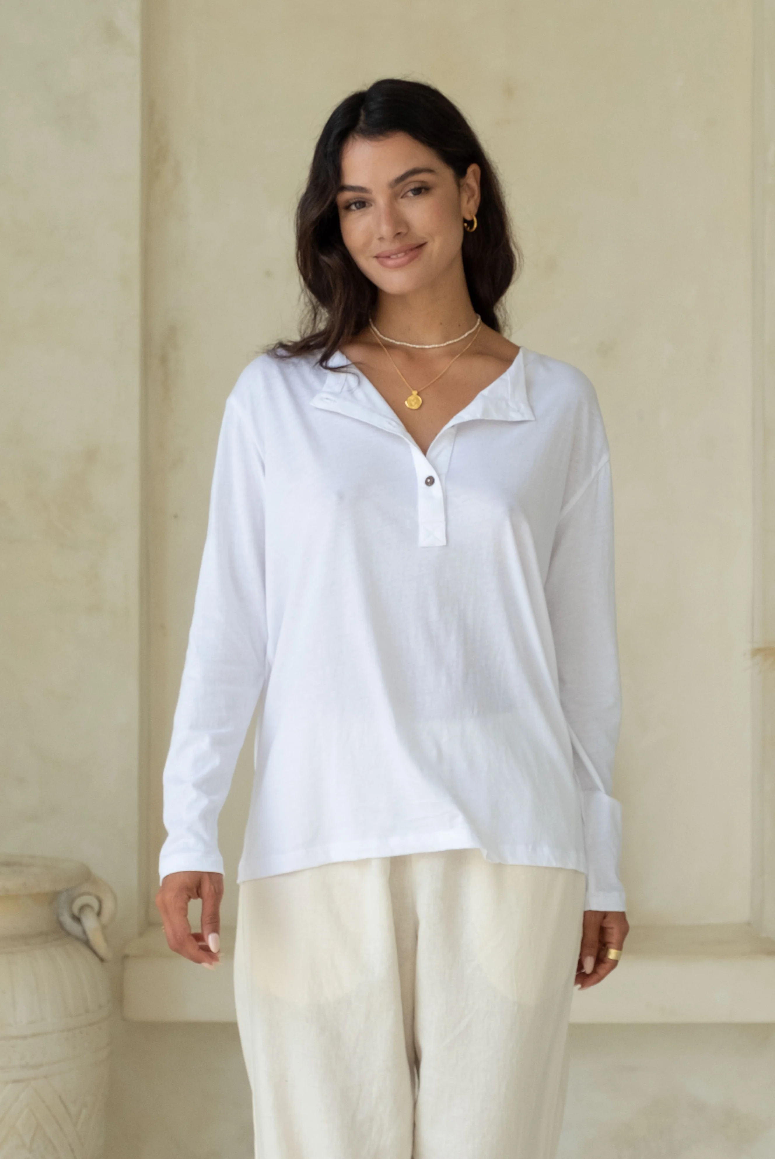 ORGANIC COTTON HARVEY HENLEY - Coconut White - Image 4