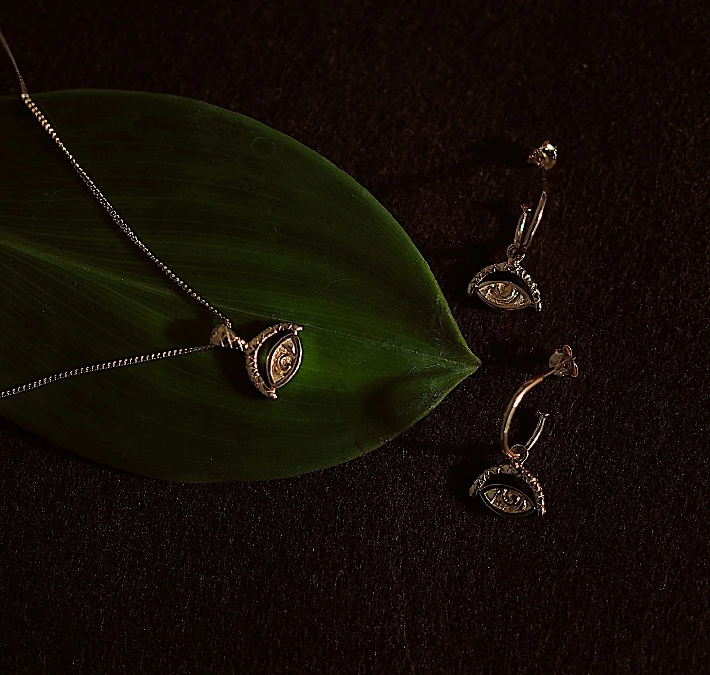 Protection Evil Eye Earrings - Gold - Image 3
