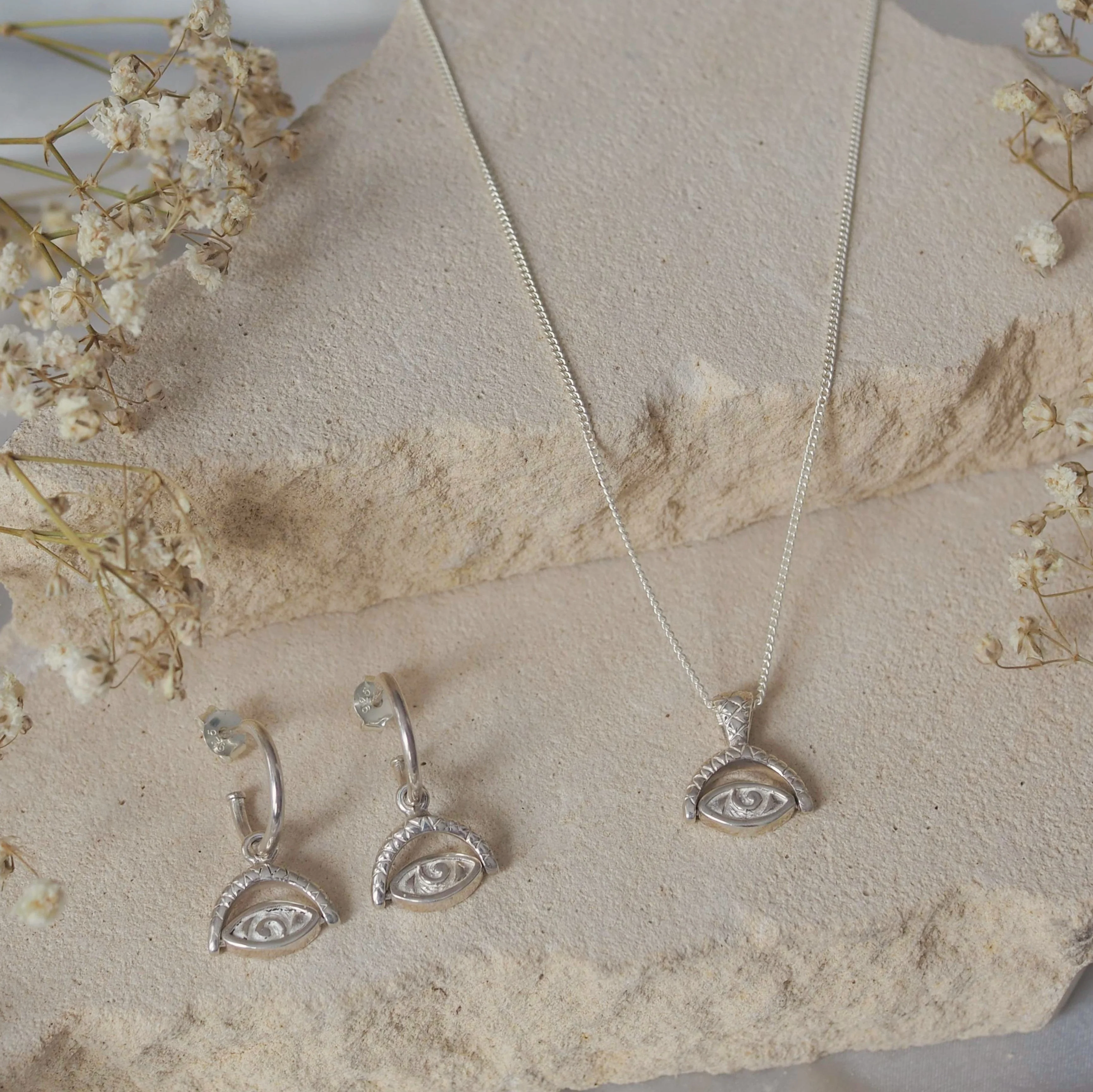 Protection Evil Eye Earrings - Silver - Image 4