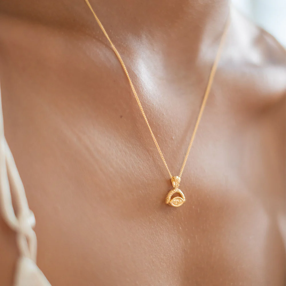 Protection Evil Eye Necklace - Gold - Image 2