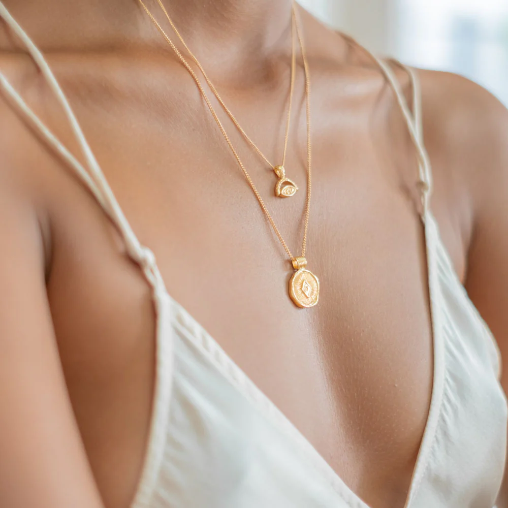 Protection Evil Eye Necklace - Gold - Image 3