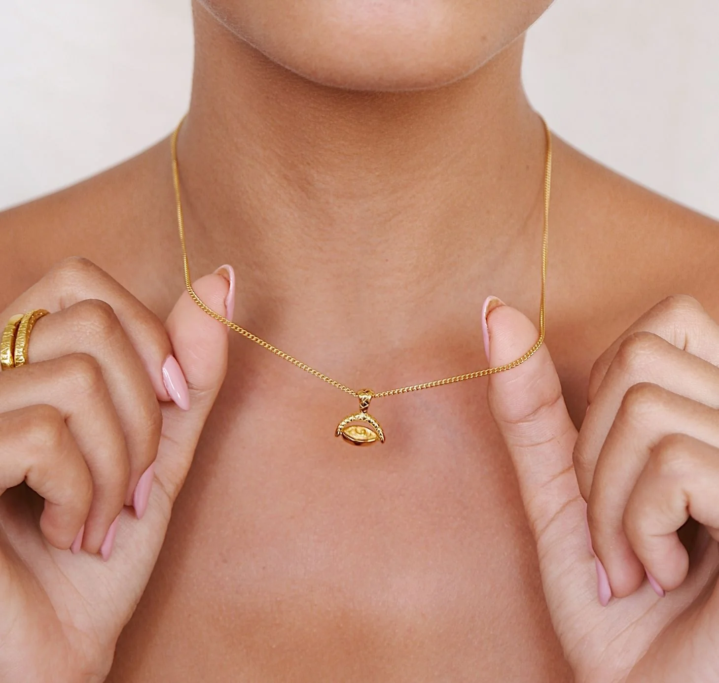 Protection Evil Eye Necklace - Gold - Image 5