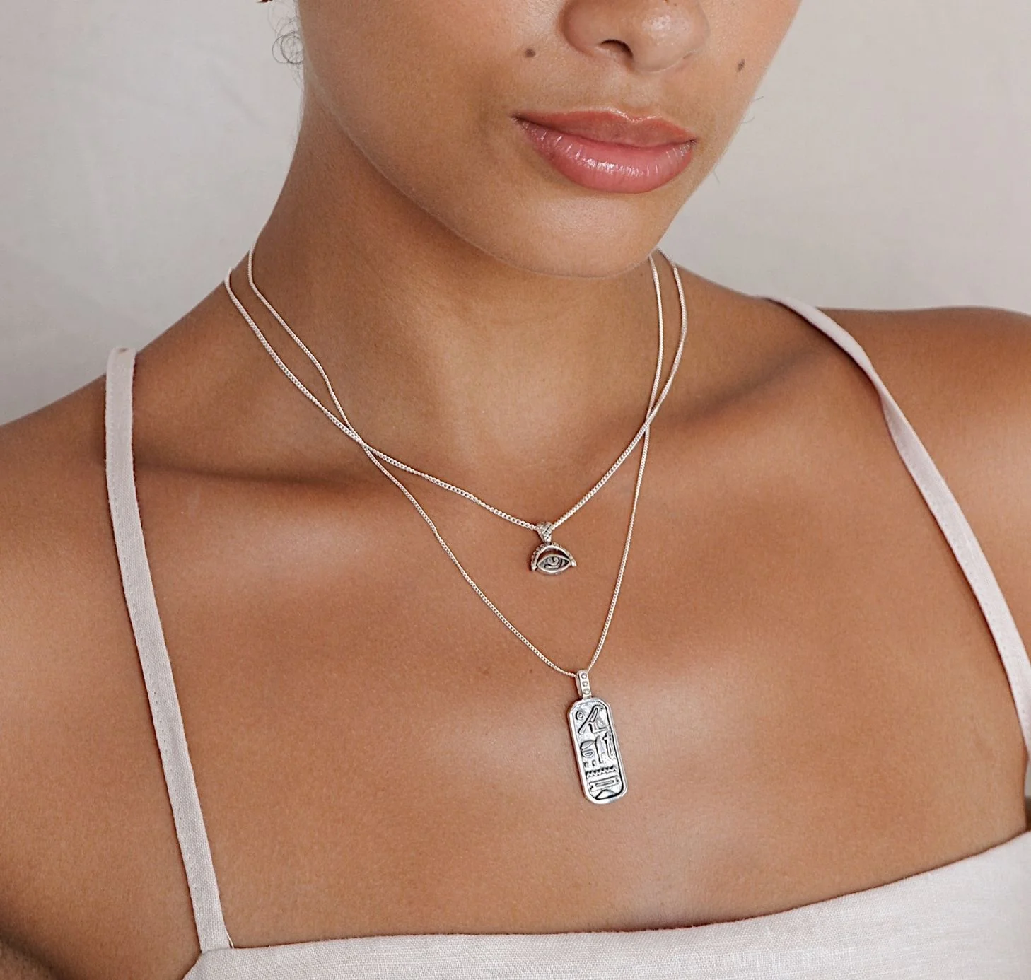 Protection Evil Eye Necklace - Silver - Image 2