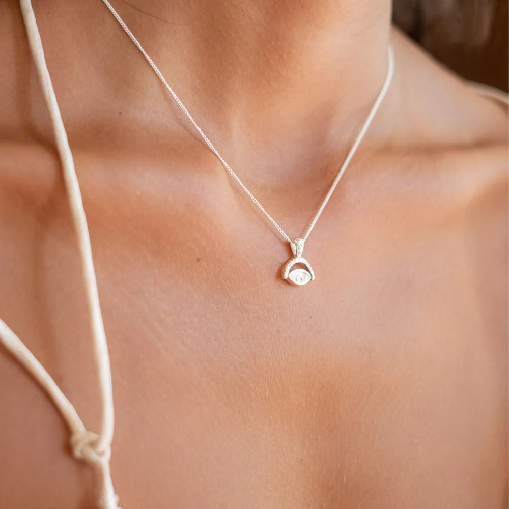 Protection Evil Eye Necklace - Silver - Image 4