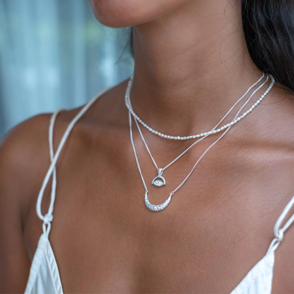 Protection Evil Eye Necklace - Silver - Image 6