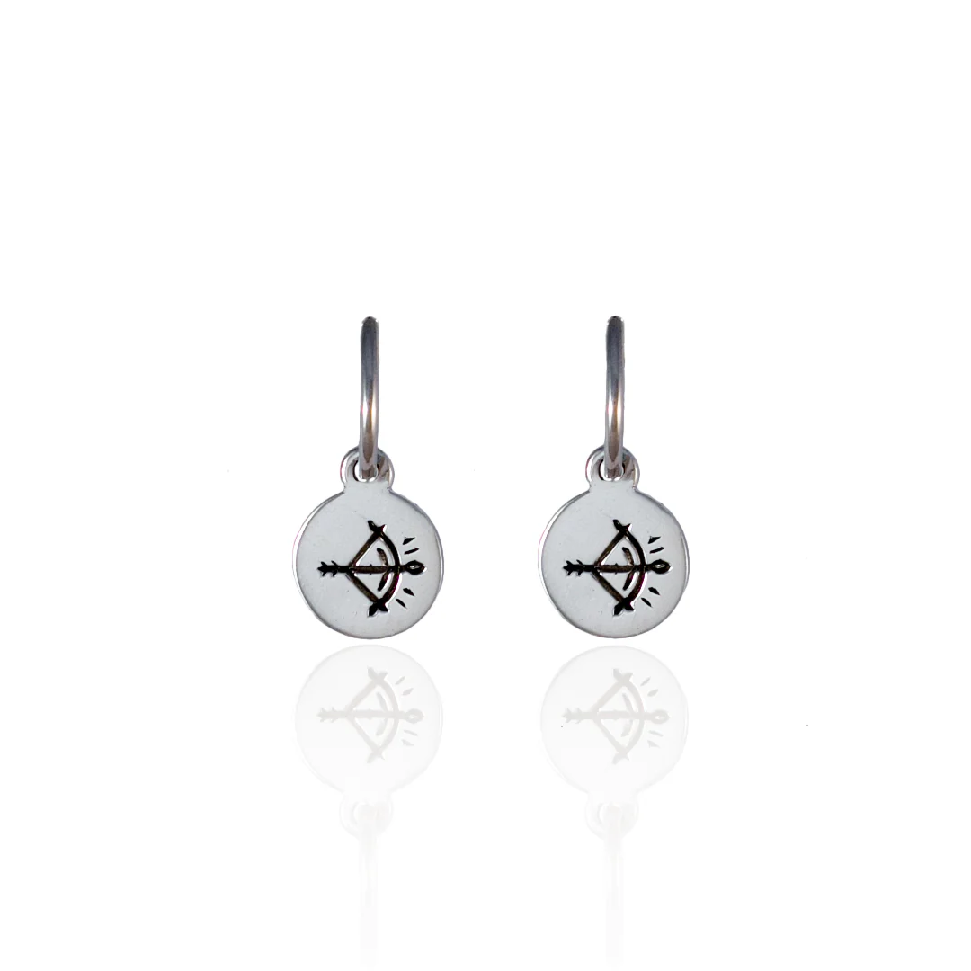 Sagittarius Mini Zodiac Hoops - Silver