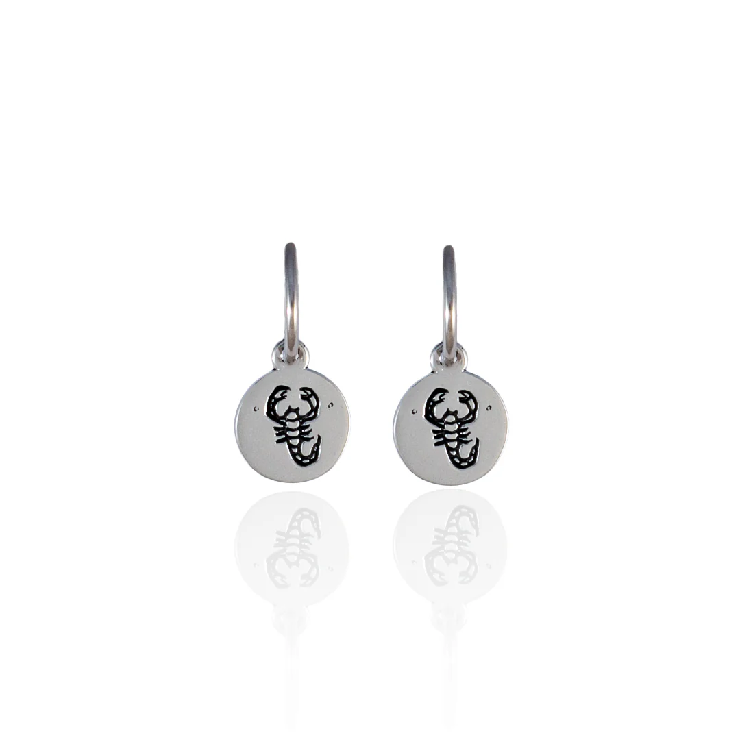 Scorpio Mini Zodiac Hoops - Silver