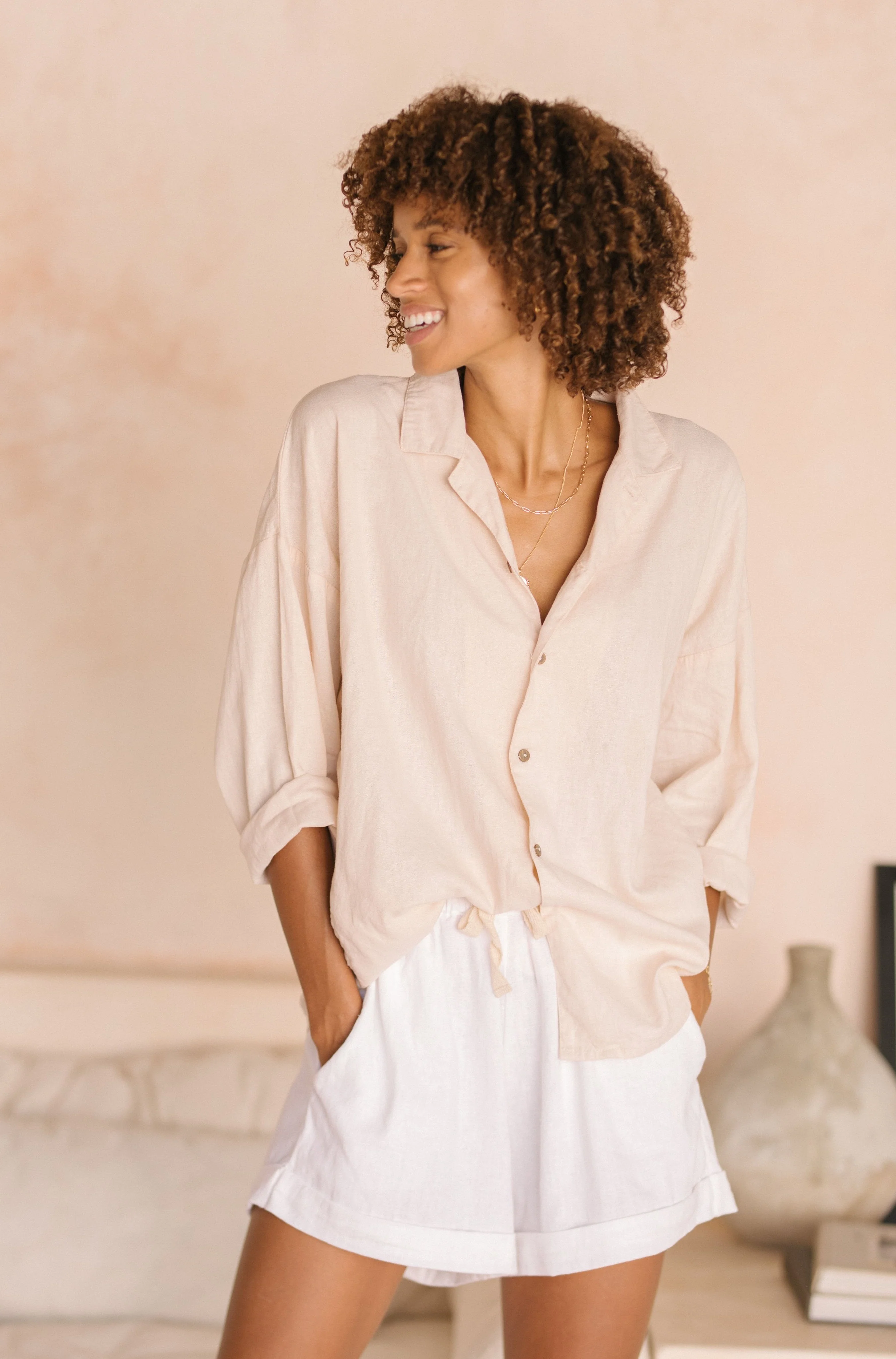 SHANDY SHIRT - Macadamia *ORGANICALLY PLANT DYED*