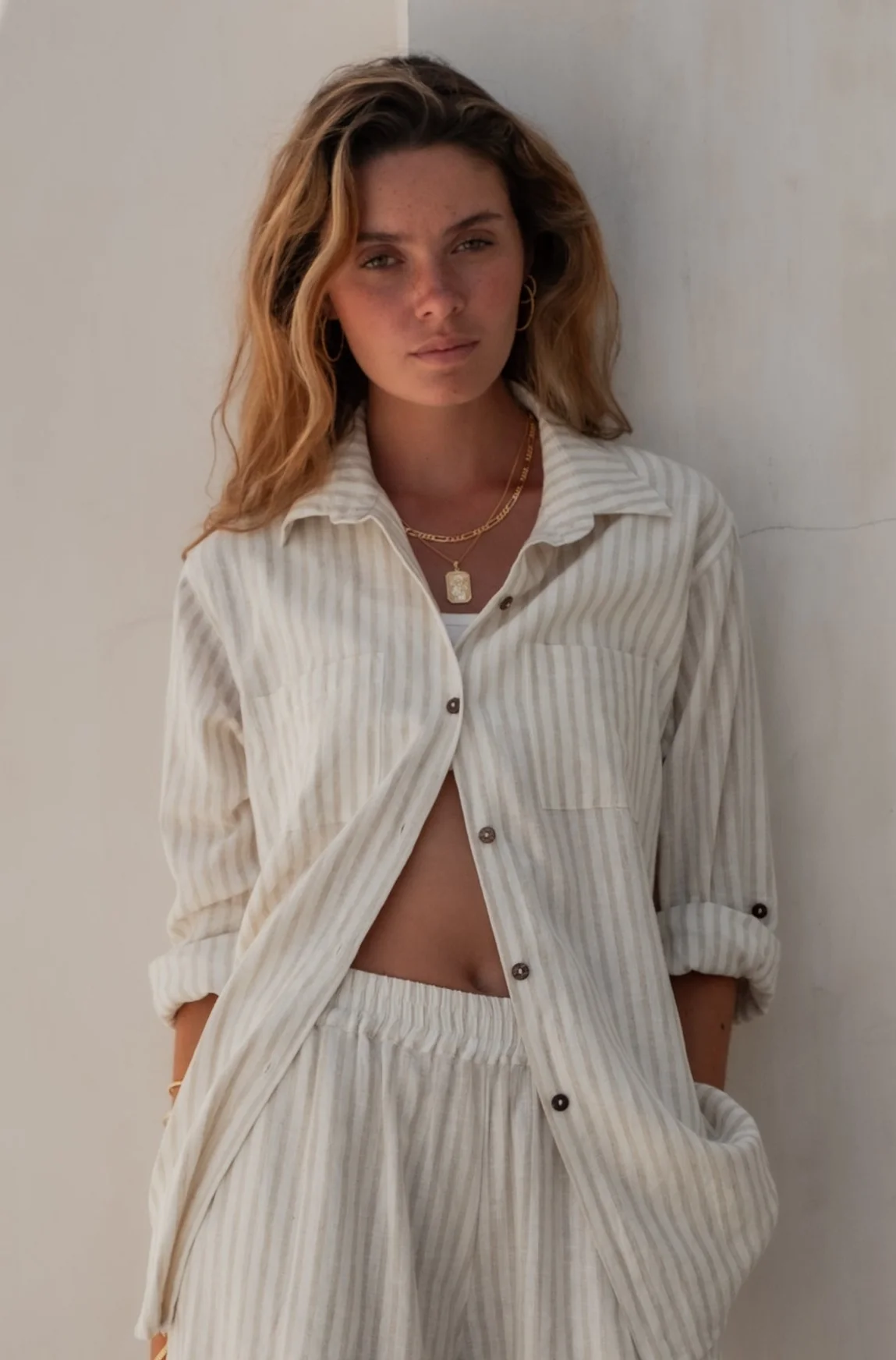 Shelby Shirt - Natural Sand Dune Stripe