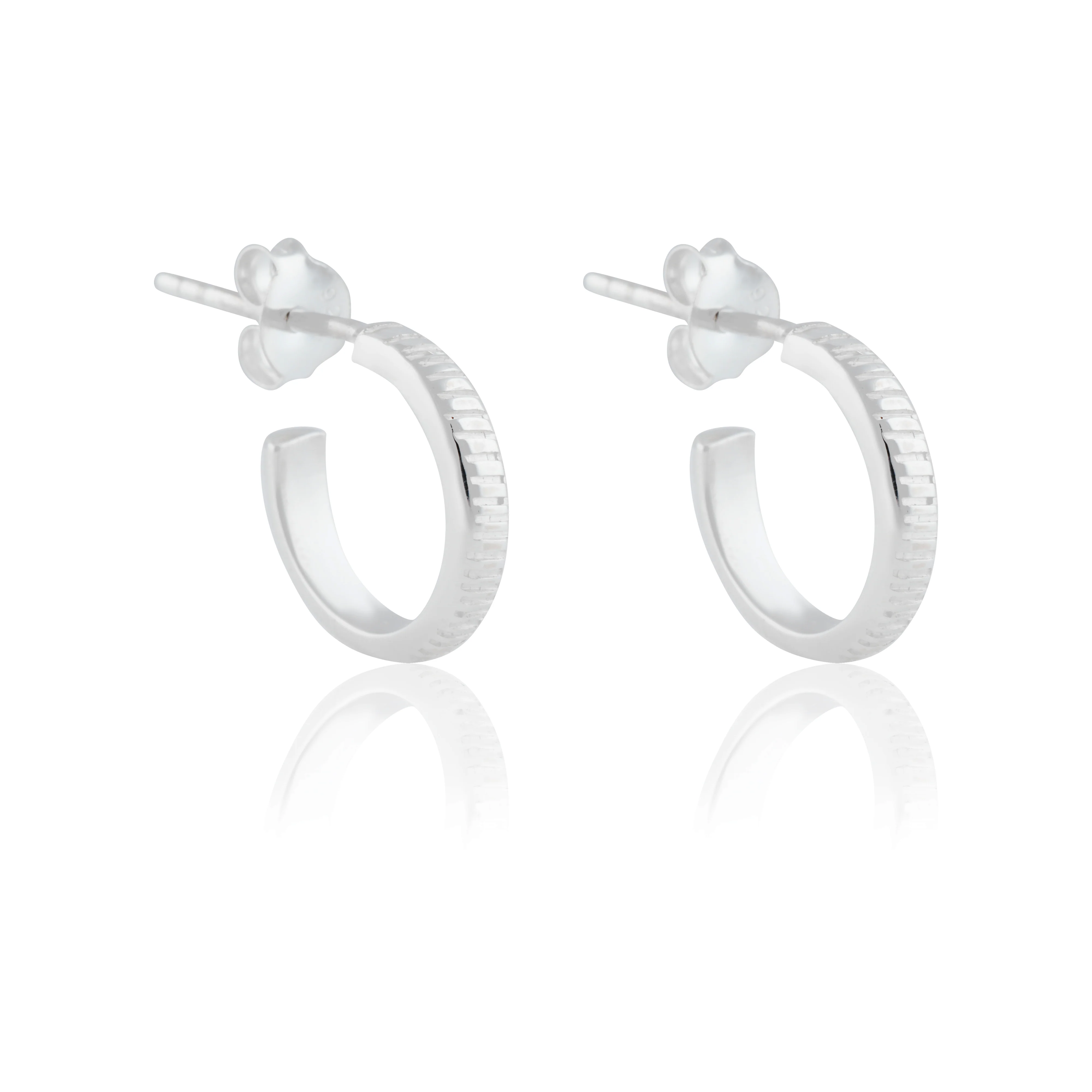 The MET Stripe Thin Earrings 12mm - Silver