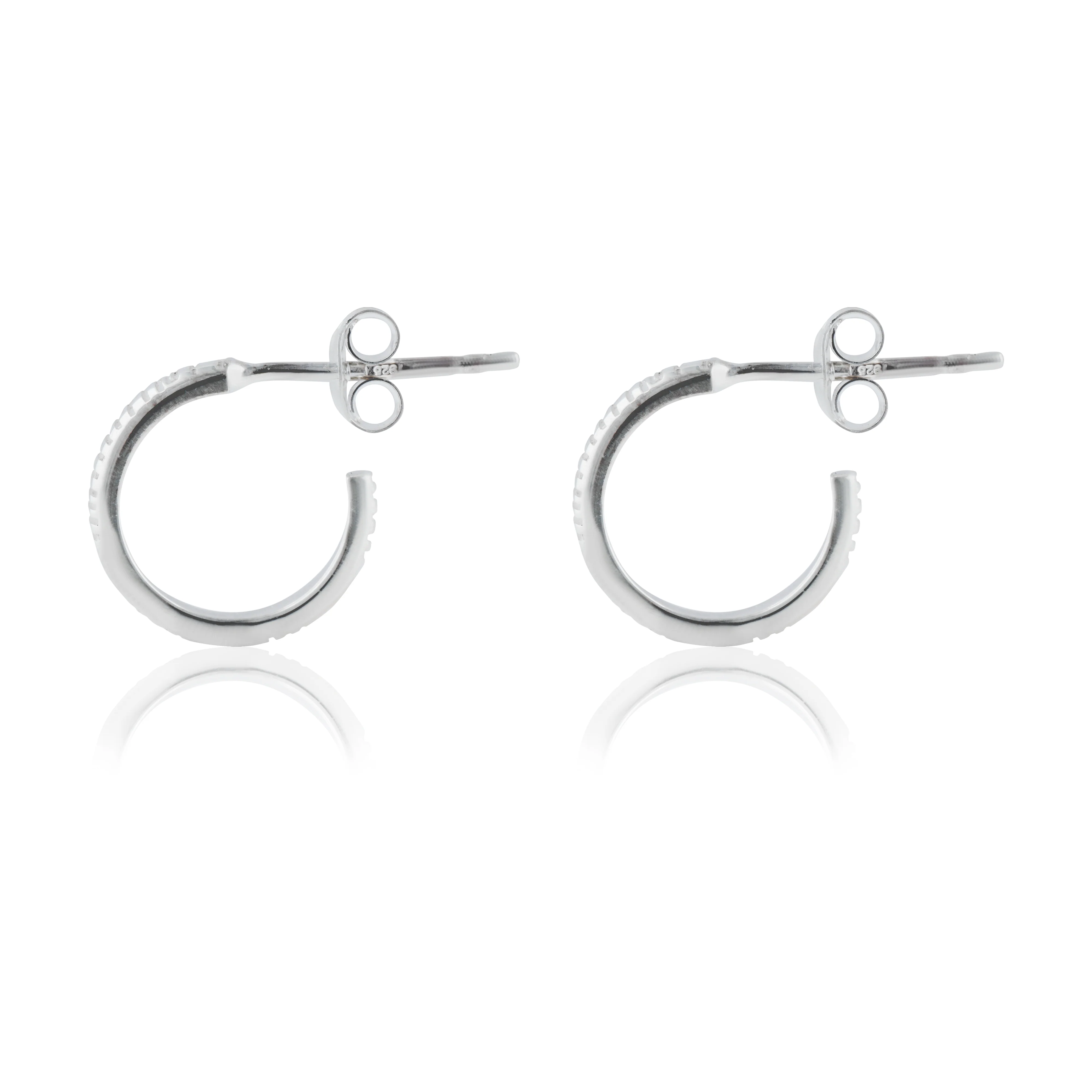 The MET Stripe Thin Earrings 12mm - Silver - Image 5