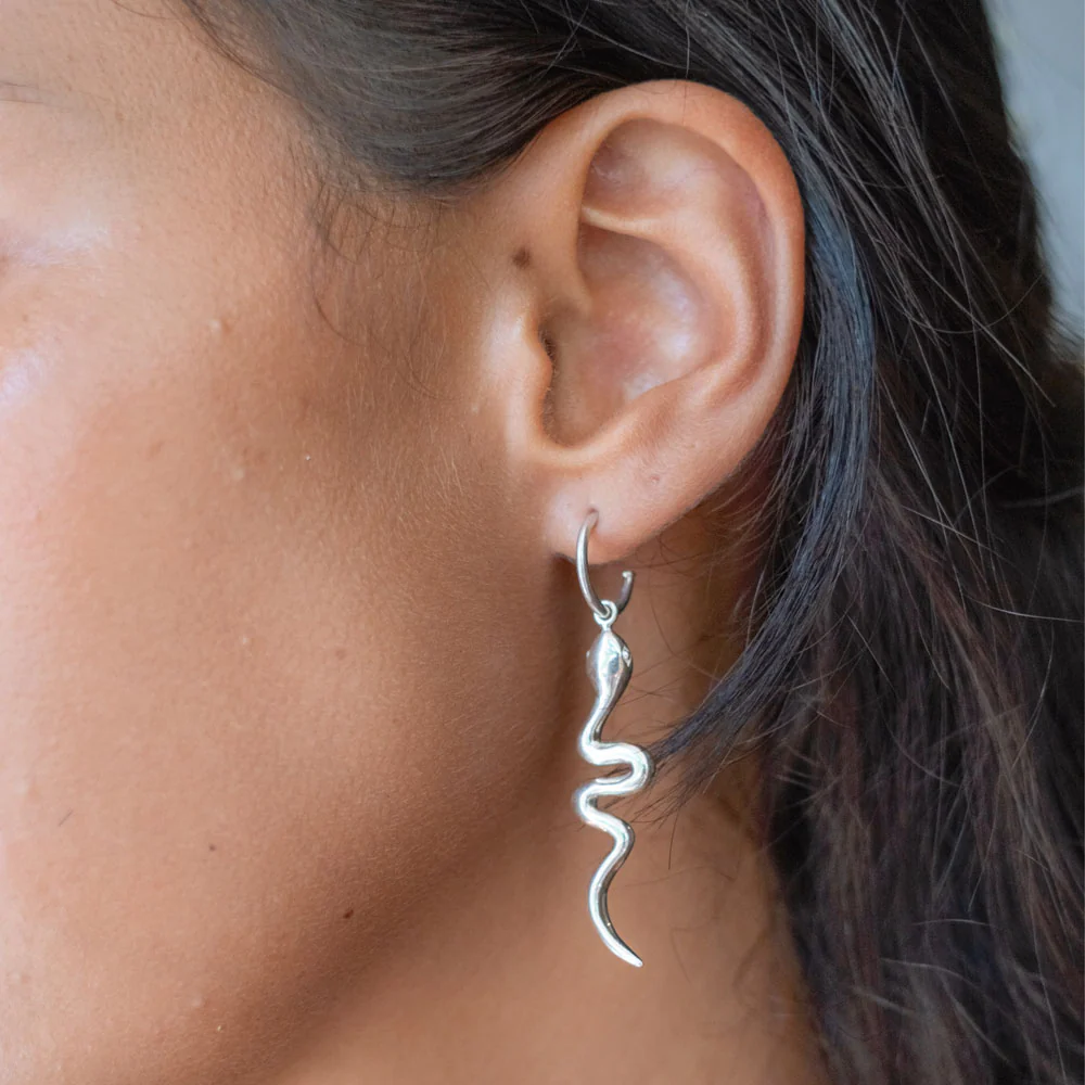 Snake 'Rebirth' Earrings - Silver - Image 5