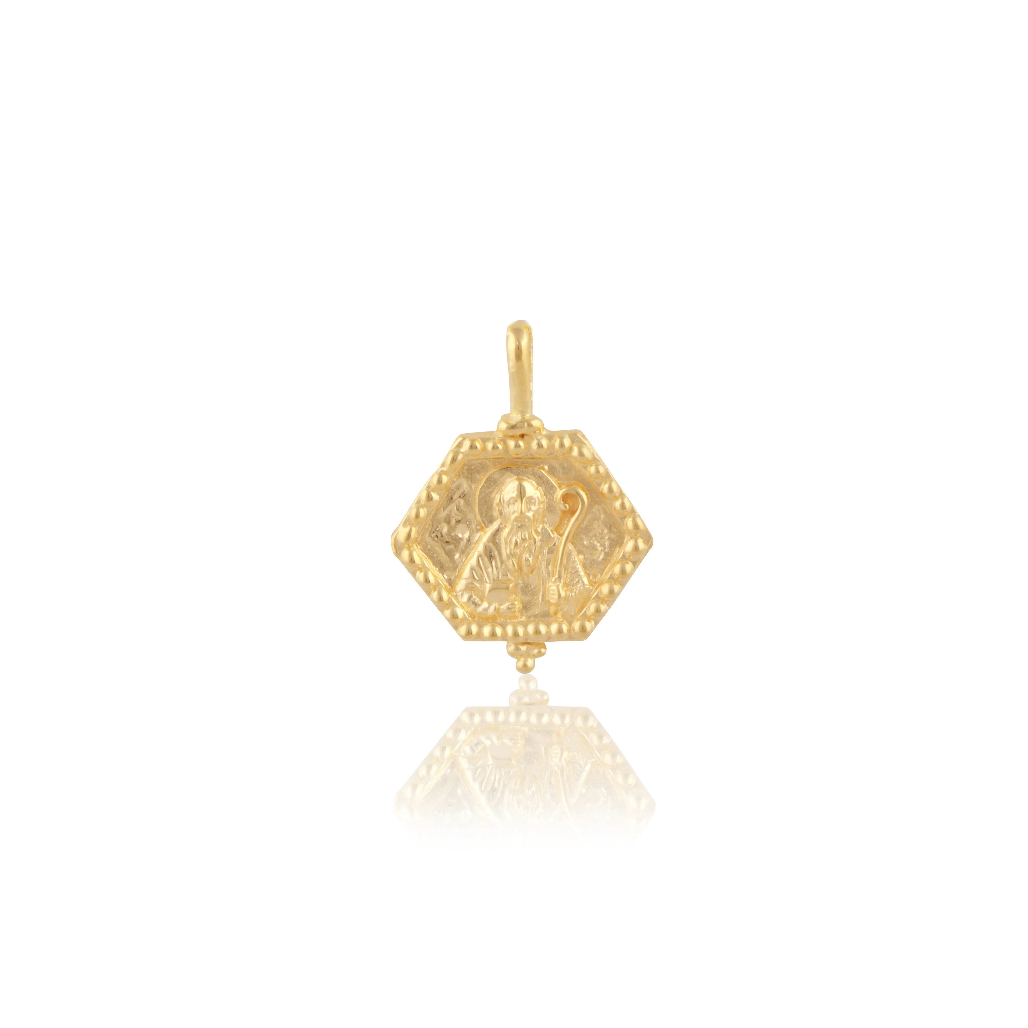 SOLID GOLD St Benedict - Patron Saint of Clarity, Calm & Peace CHARM ONLY - Gold