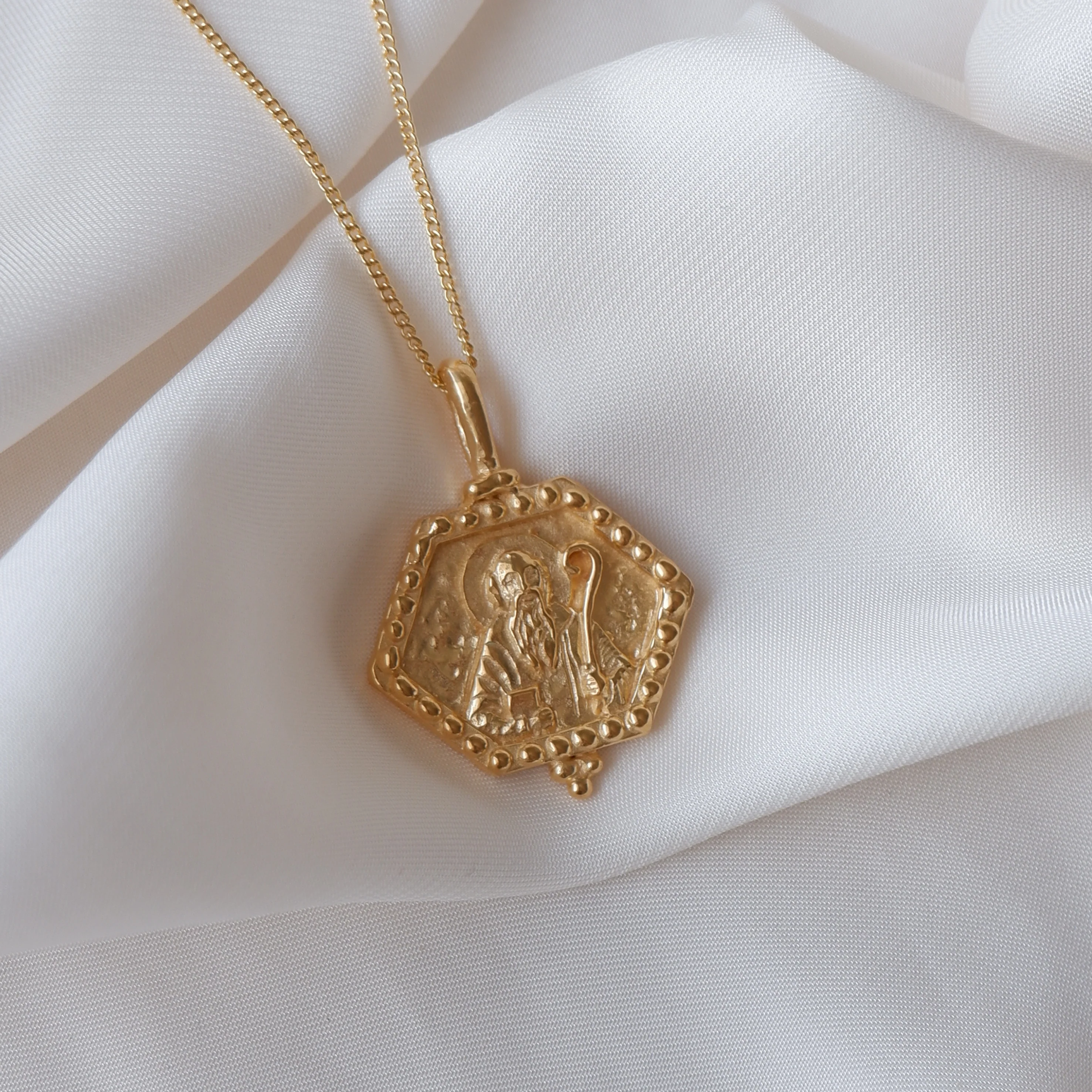 SOLID GOLD St Benedict - Patron Saint of Clarity, Calm & Peace CHARM ONLY - Gold - Image 3