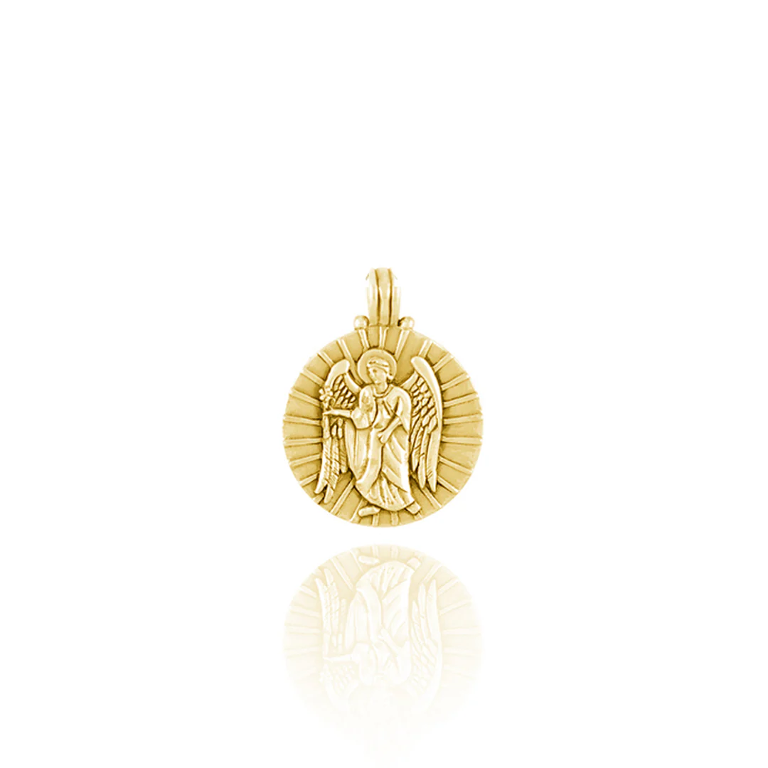 SOLID. GOLD St Gabriel - Archangel Saint of Communication - CHARM ONLY - Gold