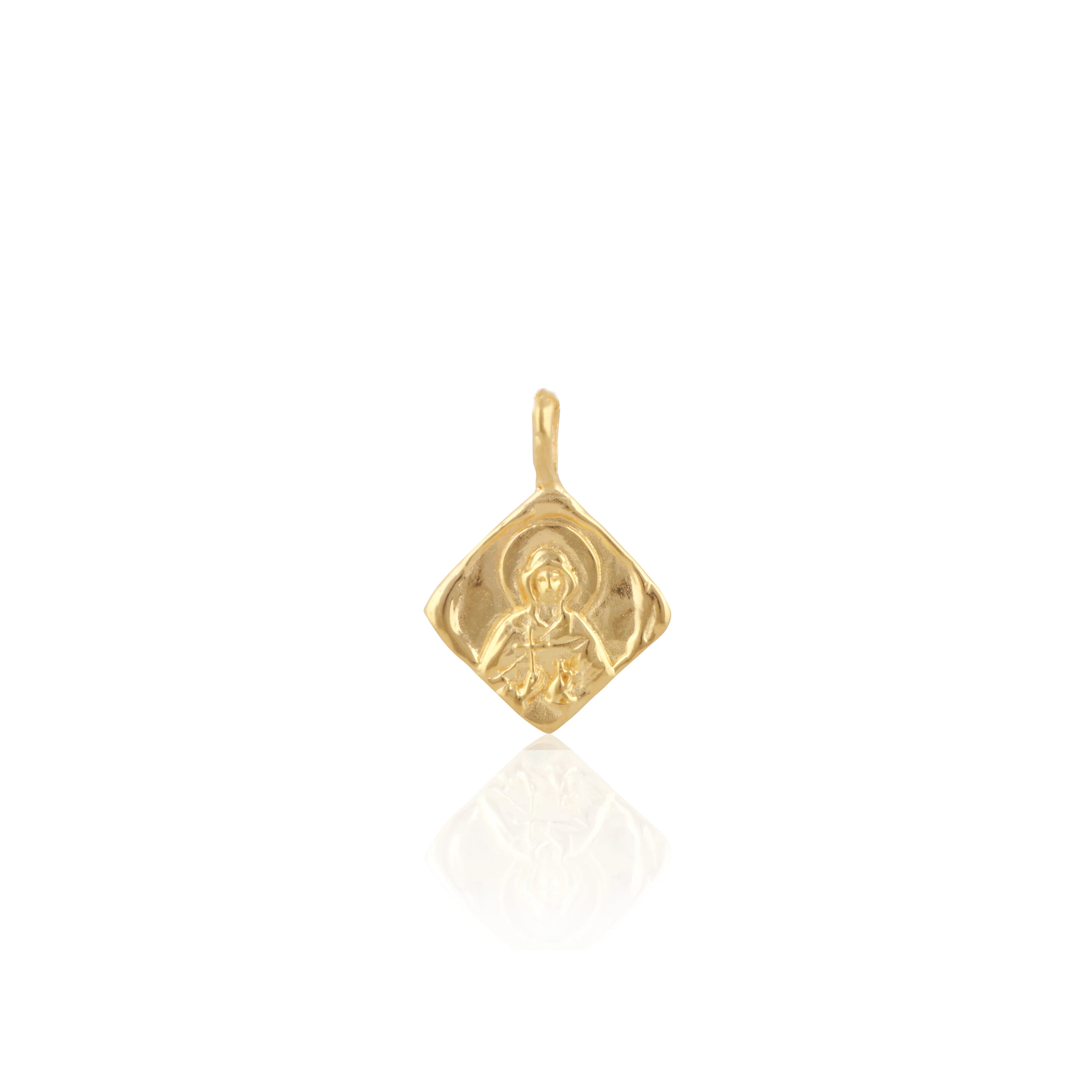 SOLID GOLD St Martha - Patron Saint of Cooking & Devoted Service Charm Only - Gold