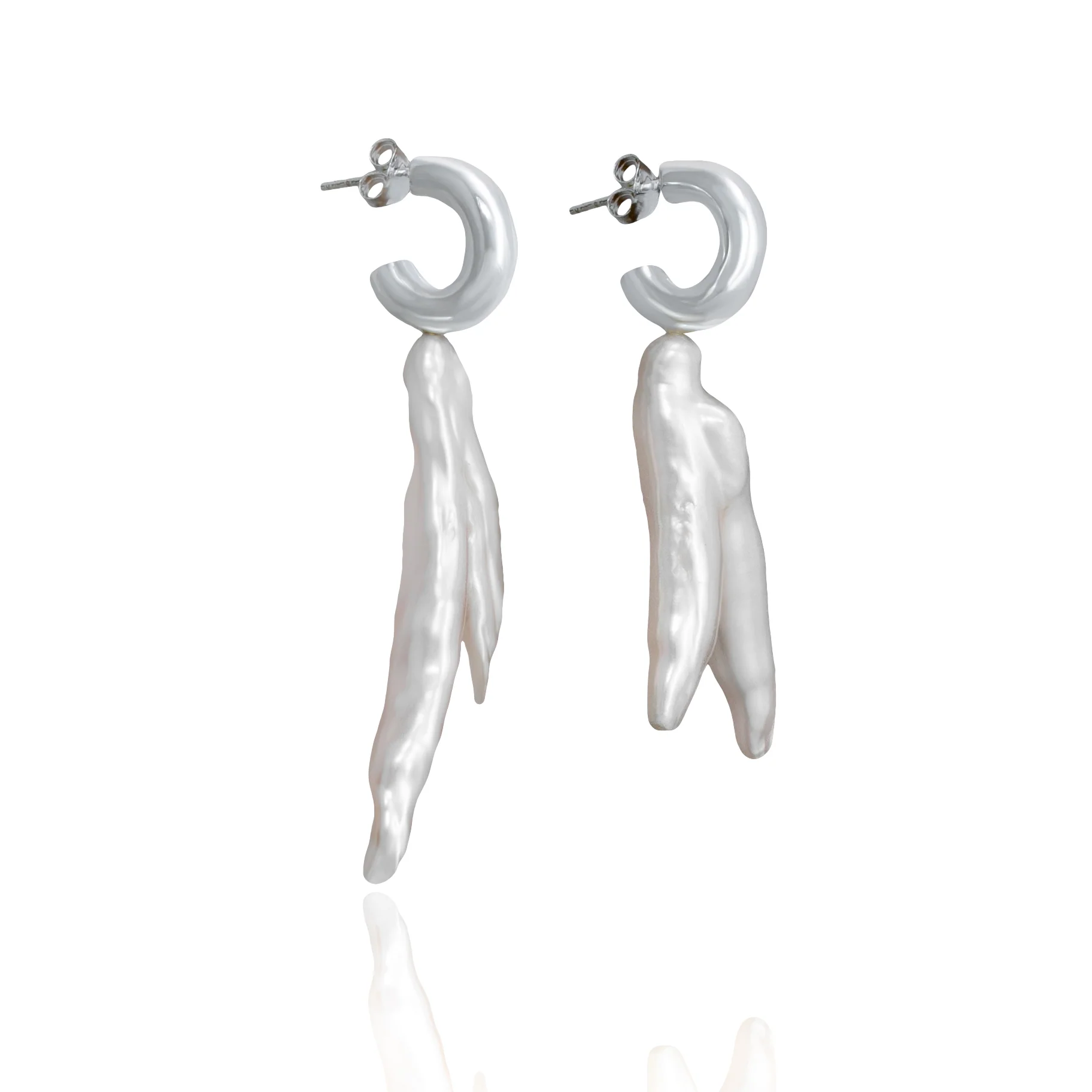Split Pearl Earrings - SILVER