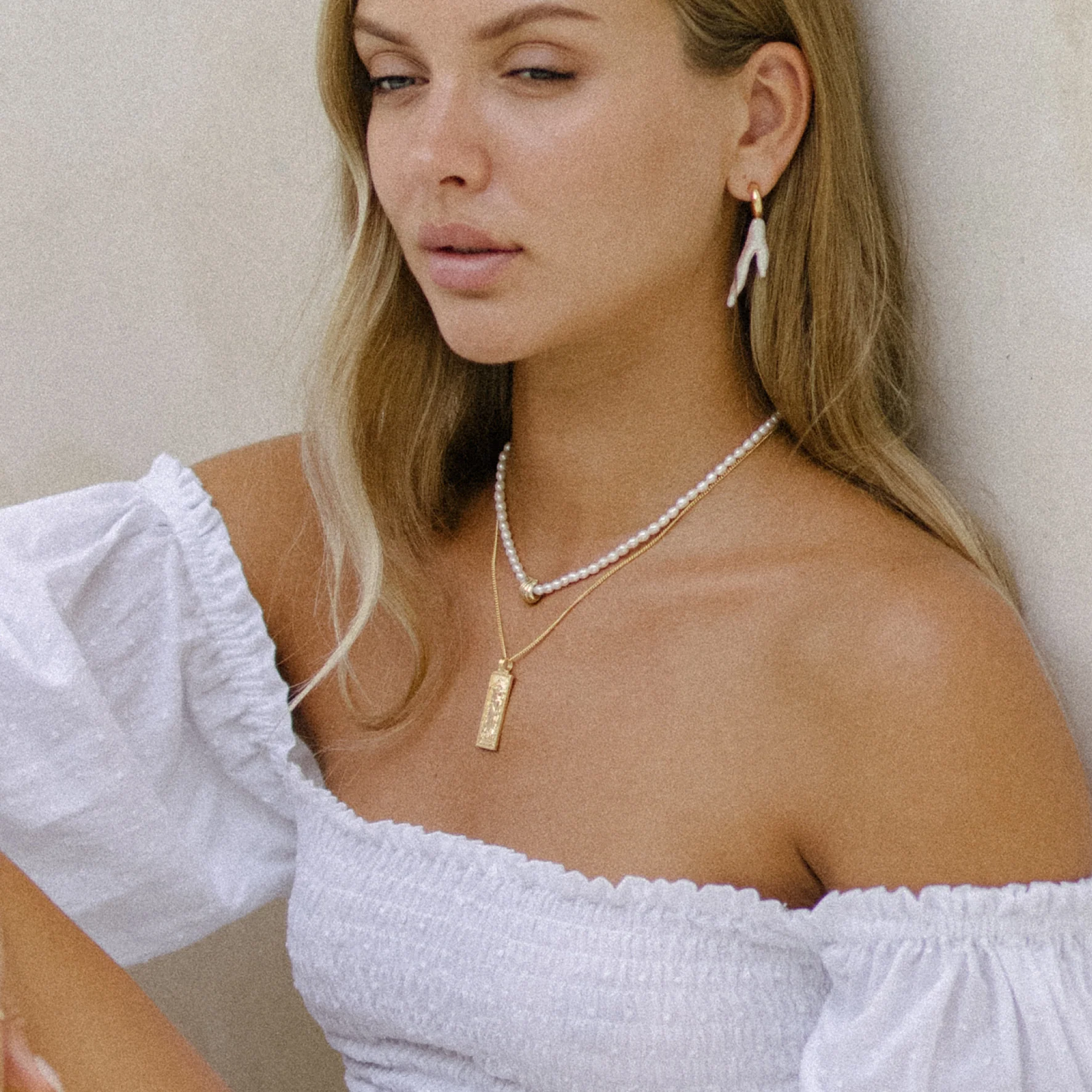 Split Pearl Earrings - SILVER - Image 3