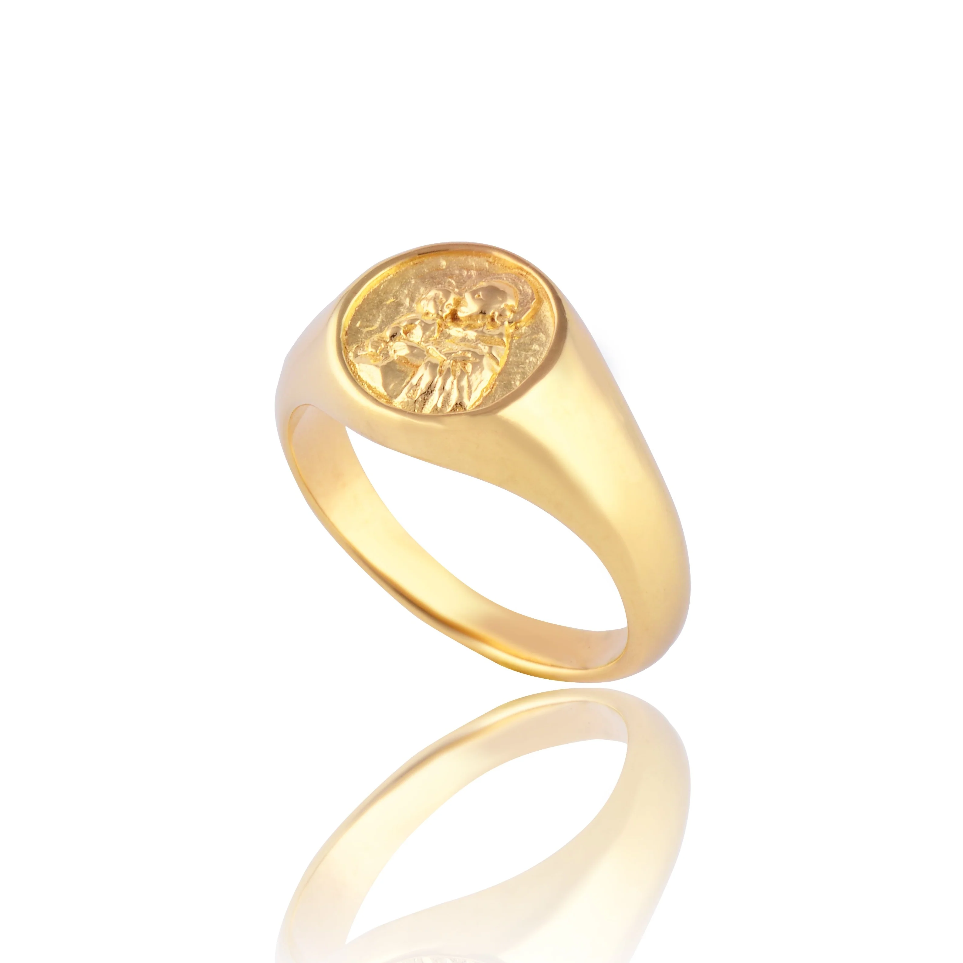 St Anthony Patron Saint of Miracles Signet Ring - Gold - Image 5