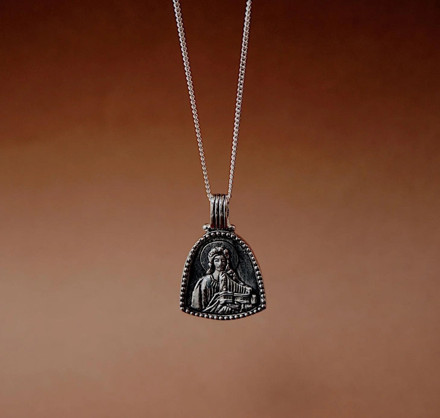 St Cecilia - Patroness of Music Necklace - Silver - Image 3