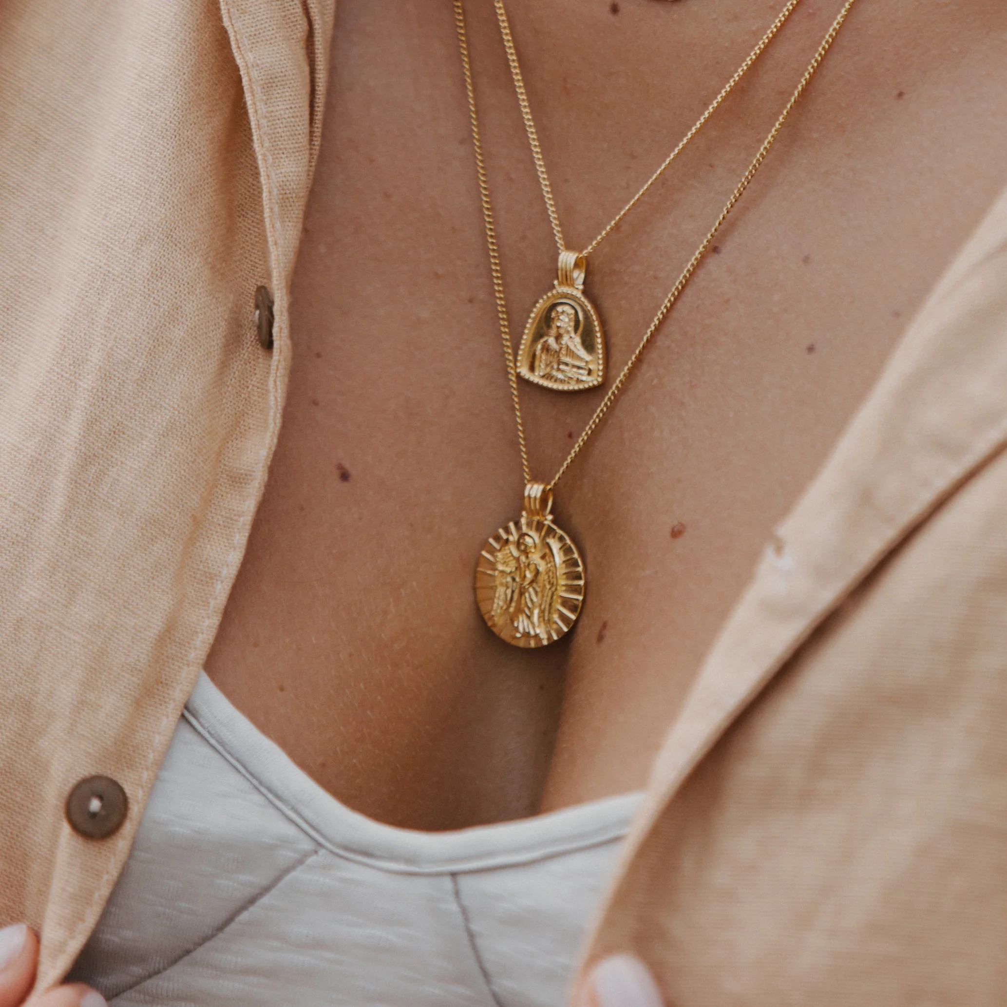 St Gabriel - Archangel Saint of Communication Necklace - Gold - Image 6