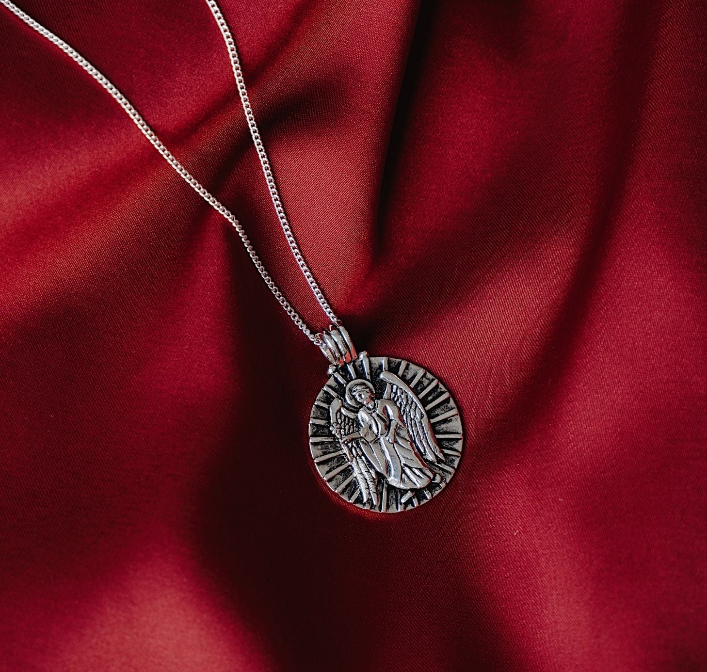 St Gabriel - Archangel Saint of Communication Necklace - Silver - Image 5