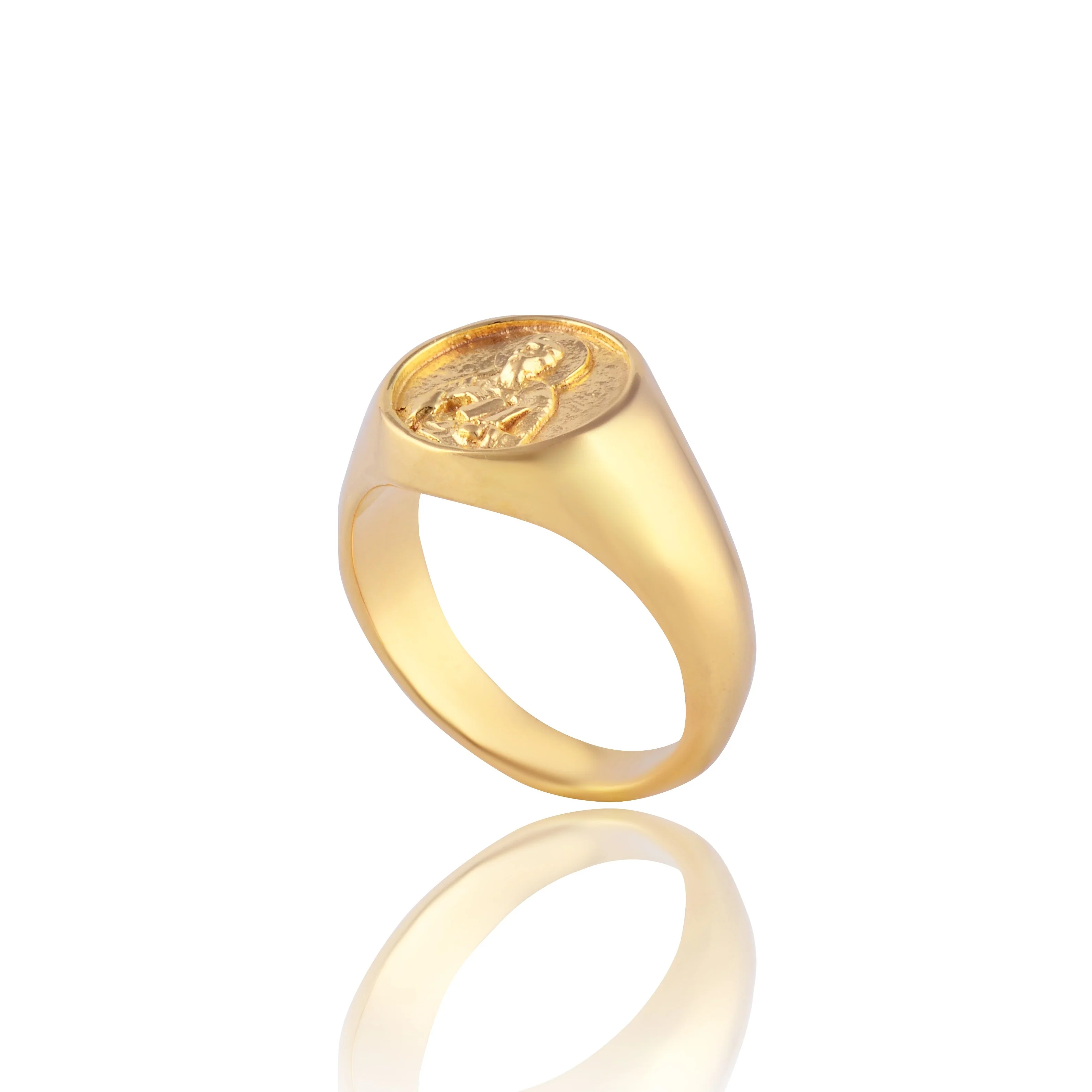 St John Patron Saint of Friendship & Love Signet Ring - Gold - Image 6