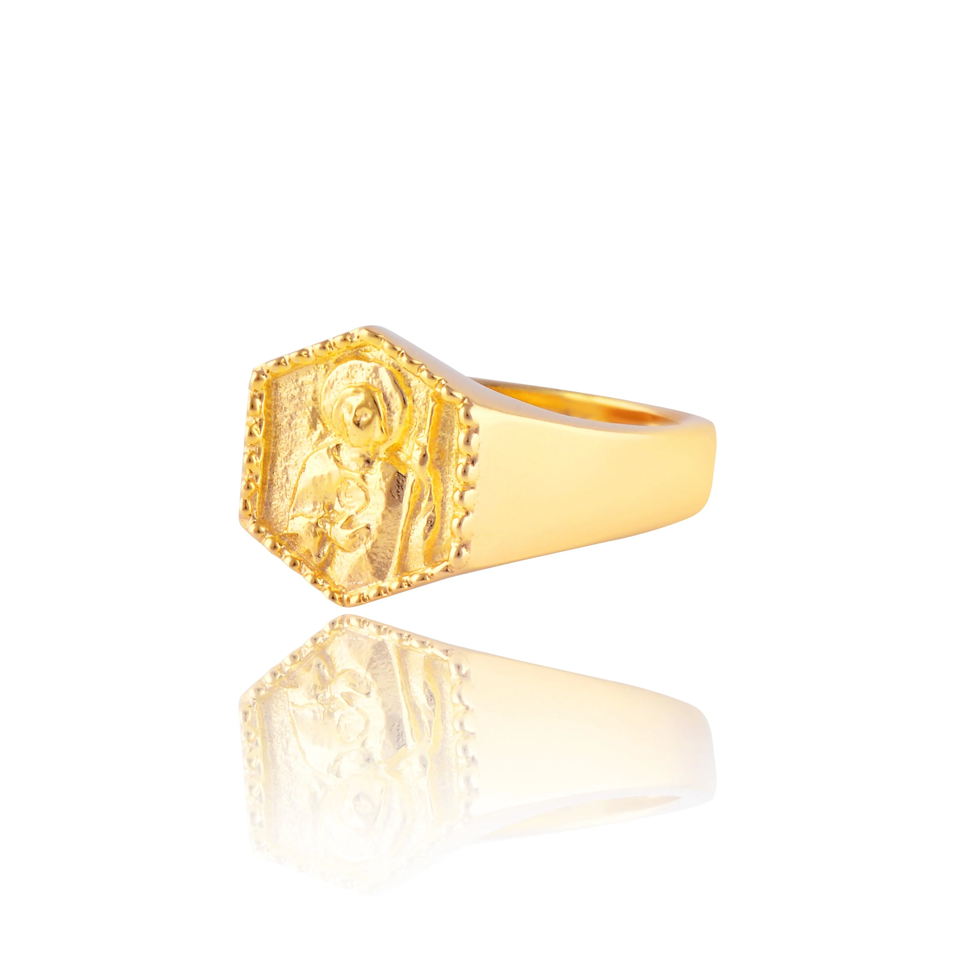 St Jude Patron Saint of Hope & Impossible Causes Signet Ring - Gold - Image 7