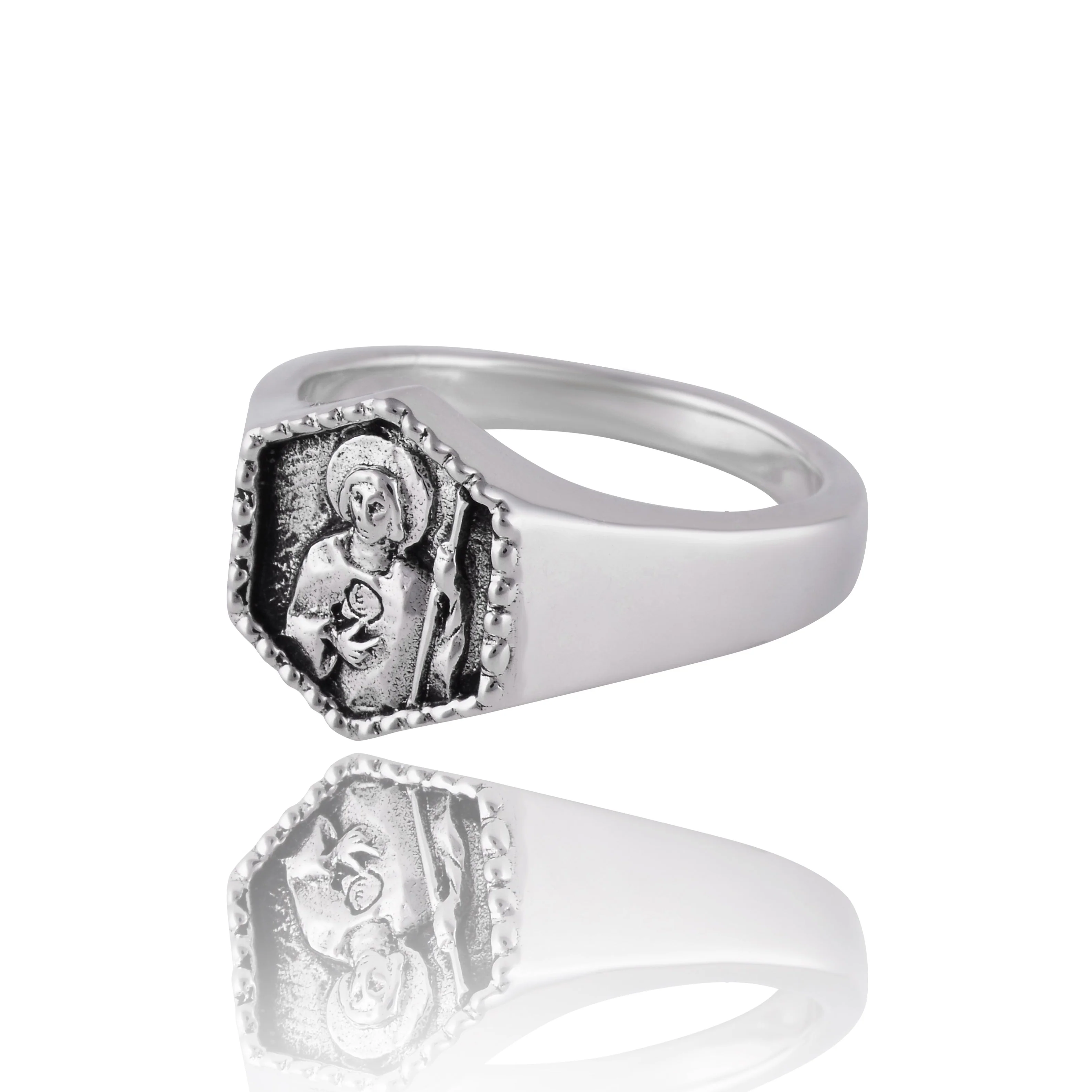 St Jude Patron Saint of Hope & Impossible Causes Signet Ring - Silver - Image 7