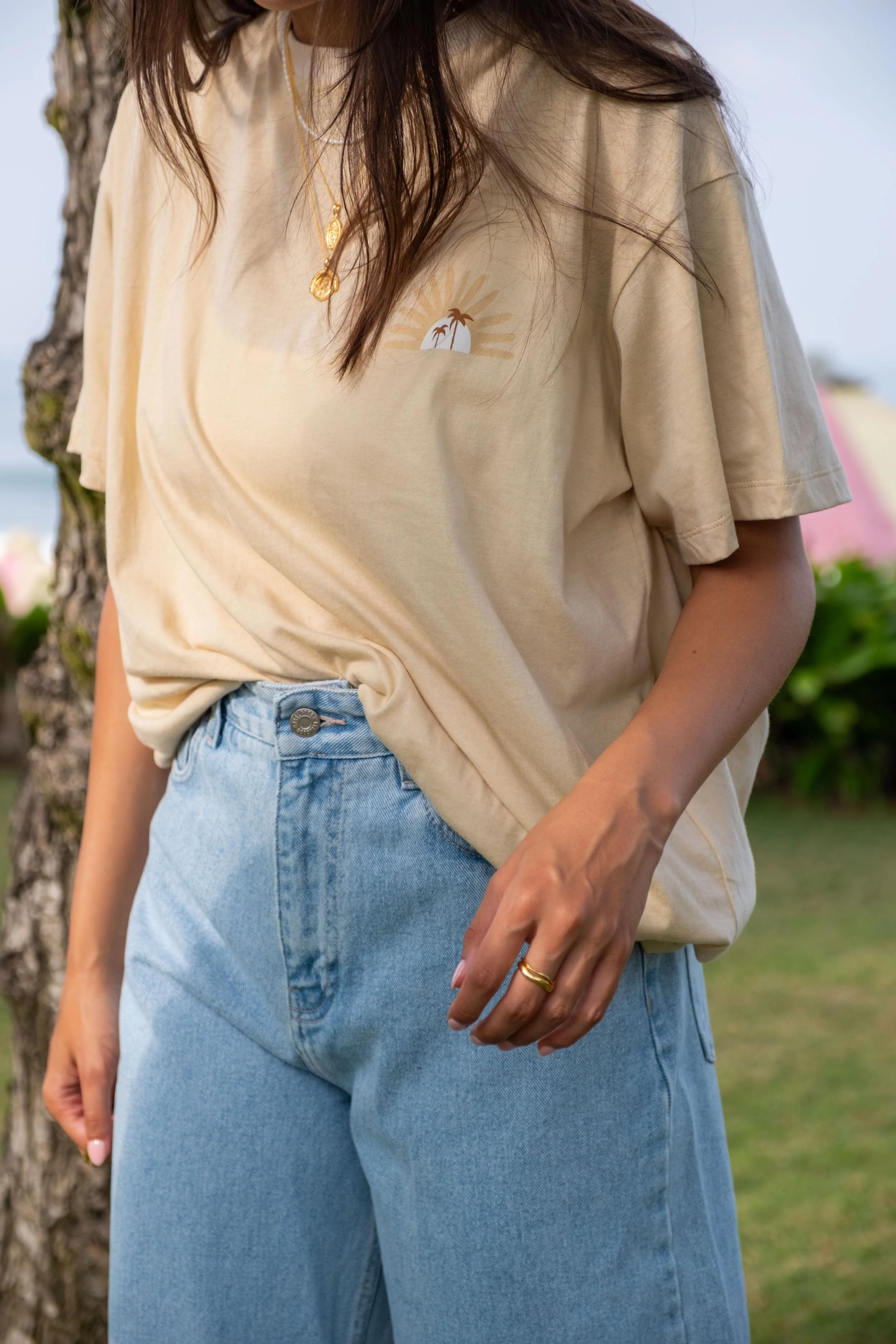 Sunshine Lagi Oversized Tee *Limited Edition* - Organic Cotton - Sand - Image 3