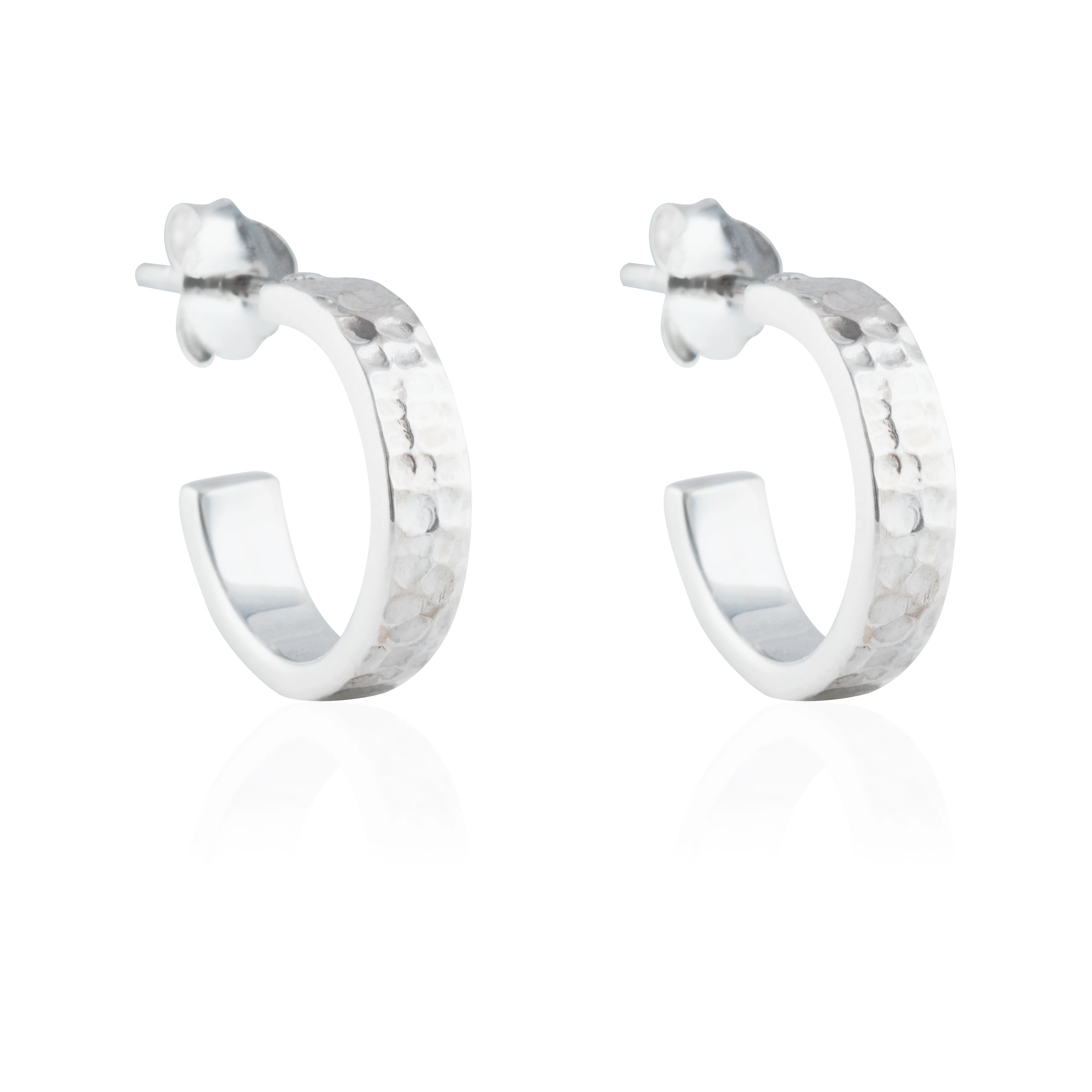 MOMA Hammered Hoops 12mm - Silver