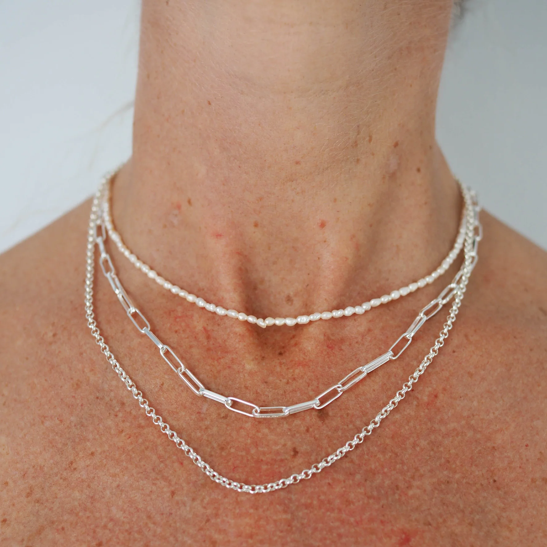 Timeless Mini Pearl Necklace - Silver - Image 4