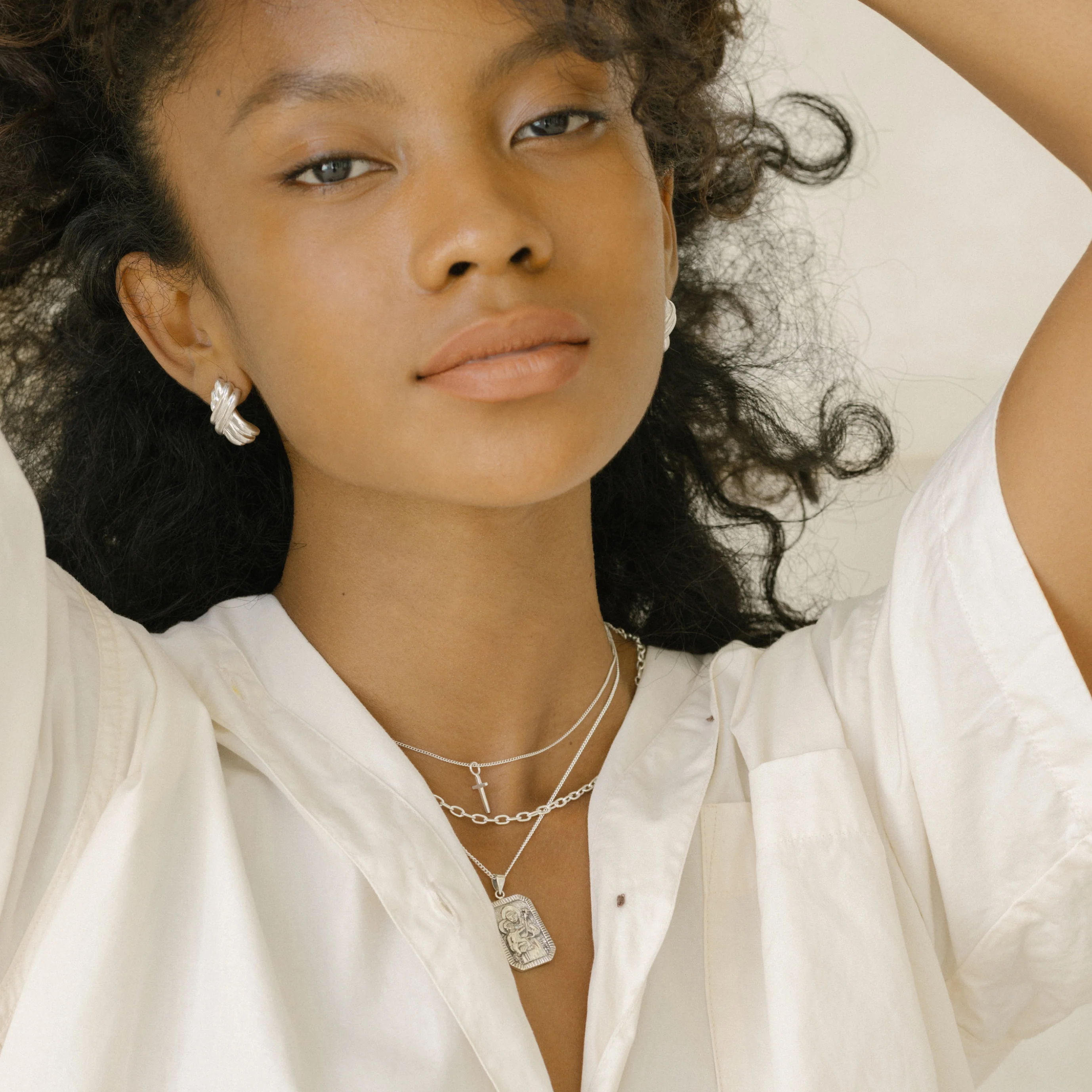 Tina Turner Plaited Earrings - Silver - Image 4