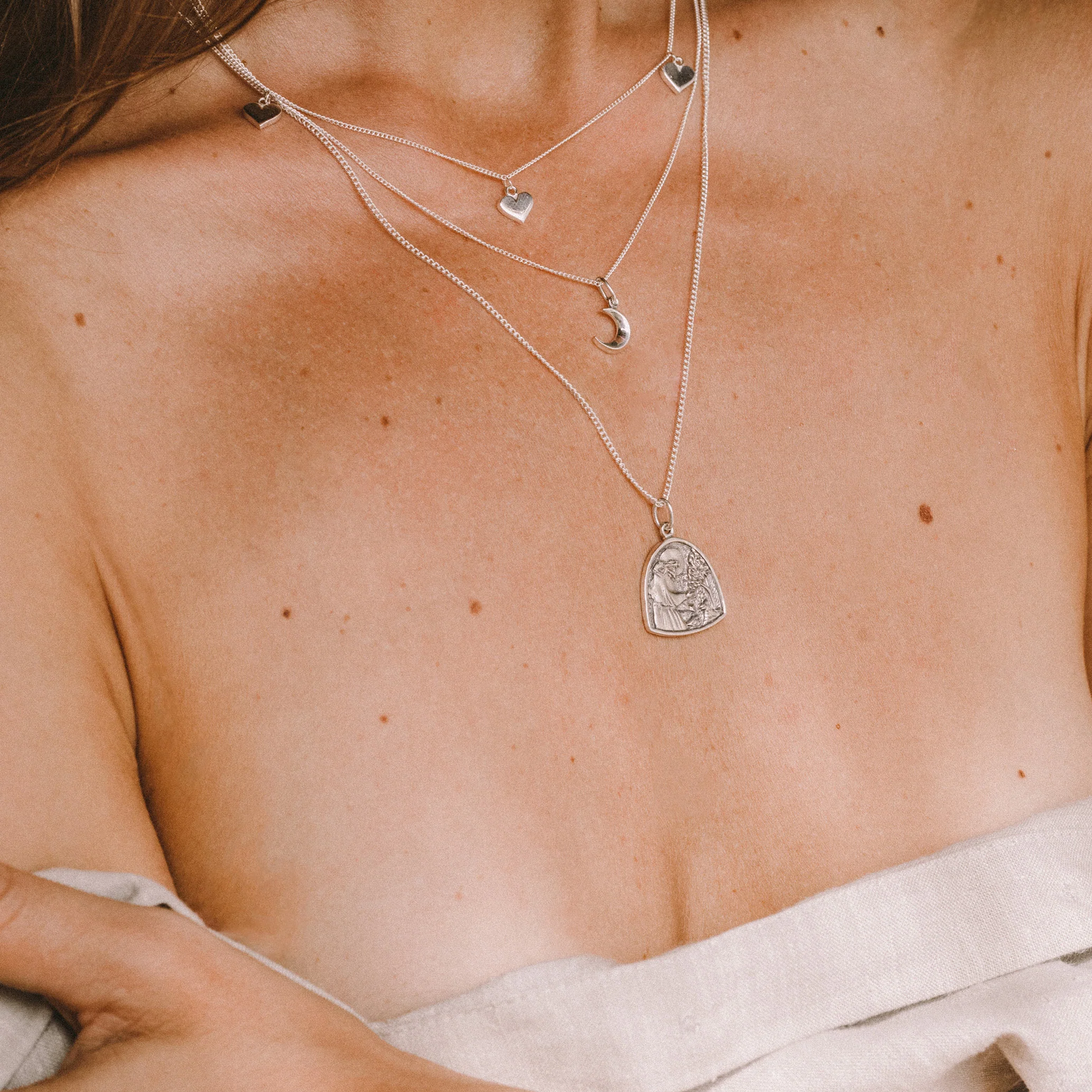 Triple Heart of Gold Necklace - (Silver) - Image 3